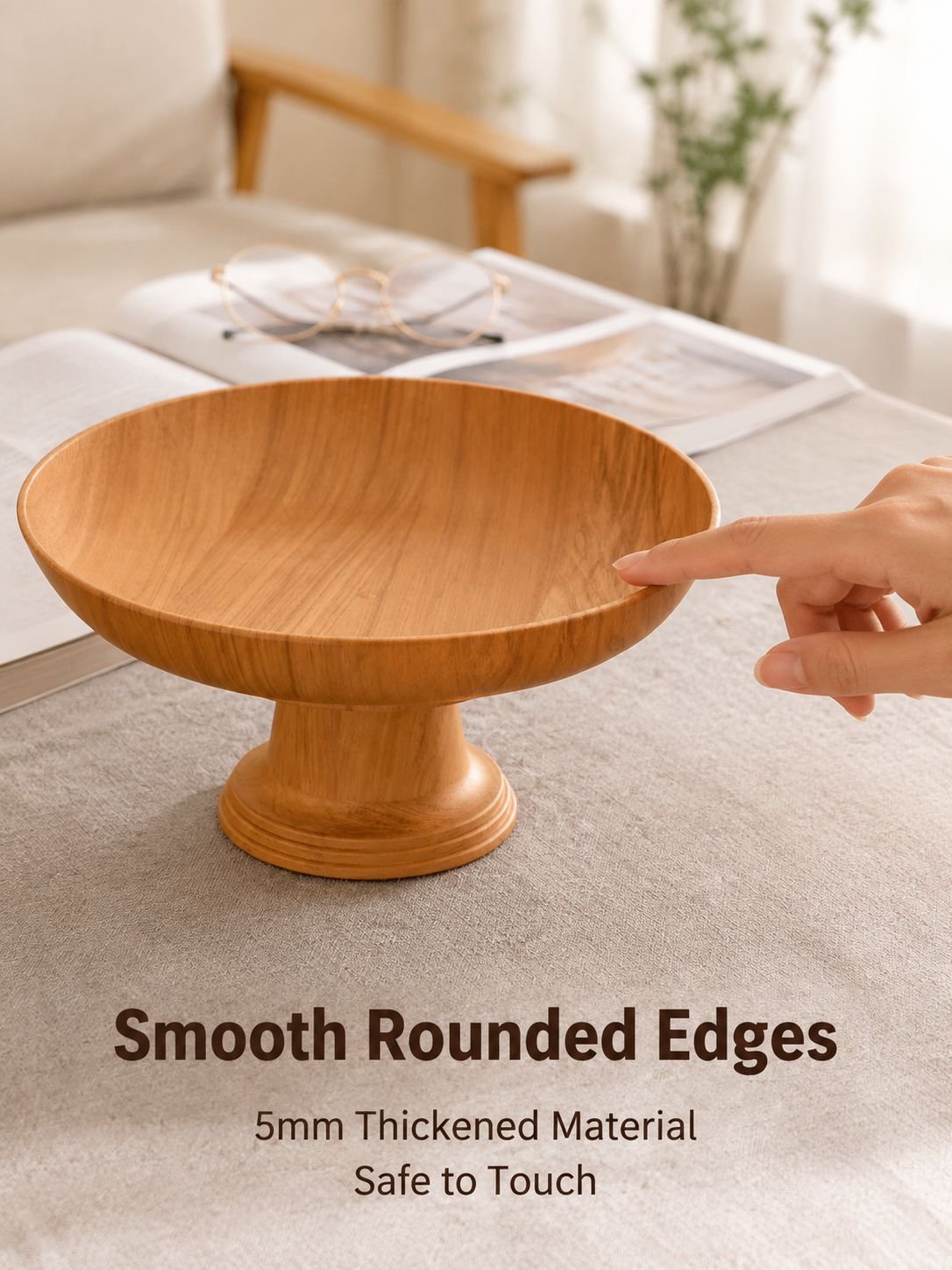 Wood Grain High Footed Fruit Plate