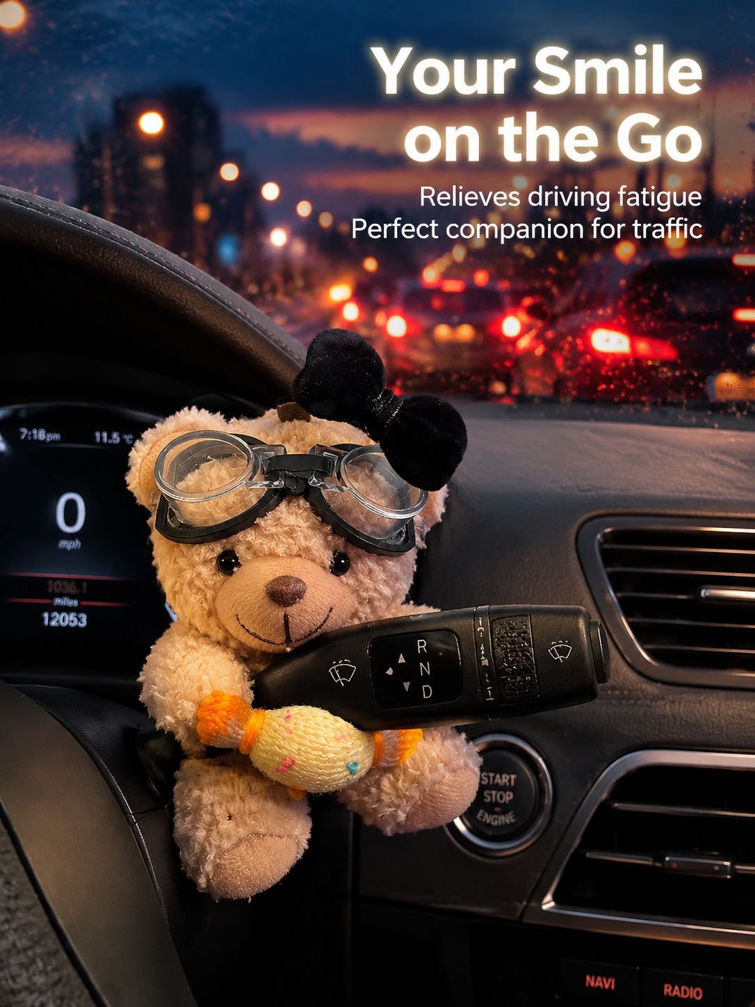 Cute bear gear lever steering wiper lever decorative ornaments car interior car center control scree