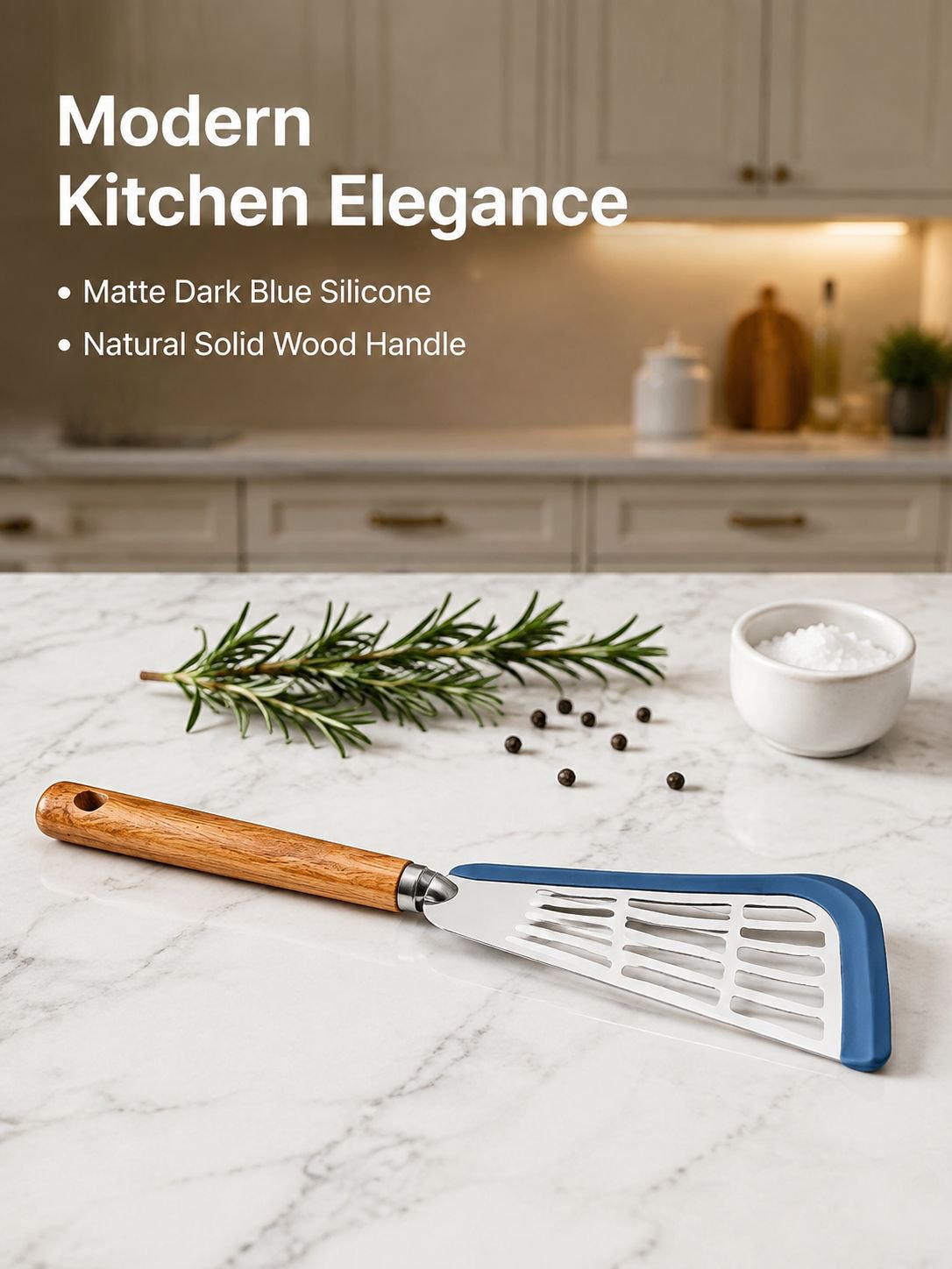 Solid wood silicone spatula