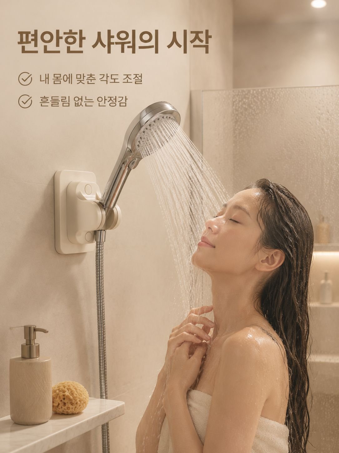 설치 필요 없는 무타공 샤워기 홀더