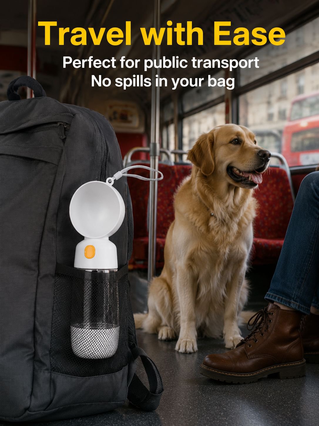 Compact pet water and food storage bottle for travel
