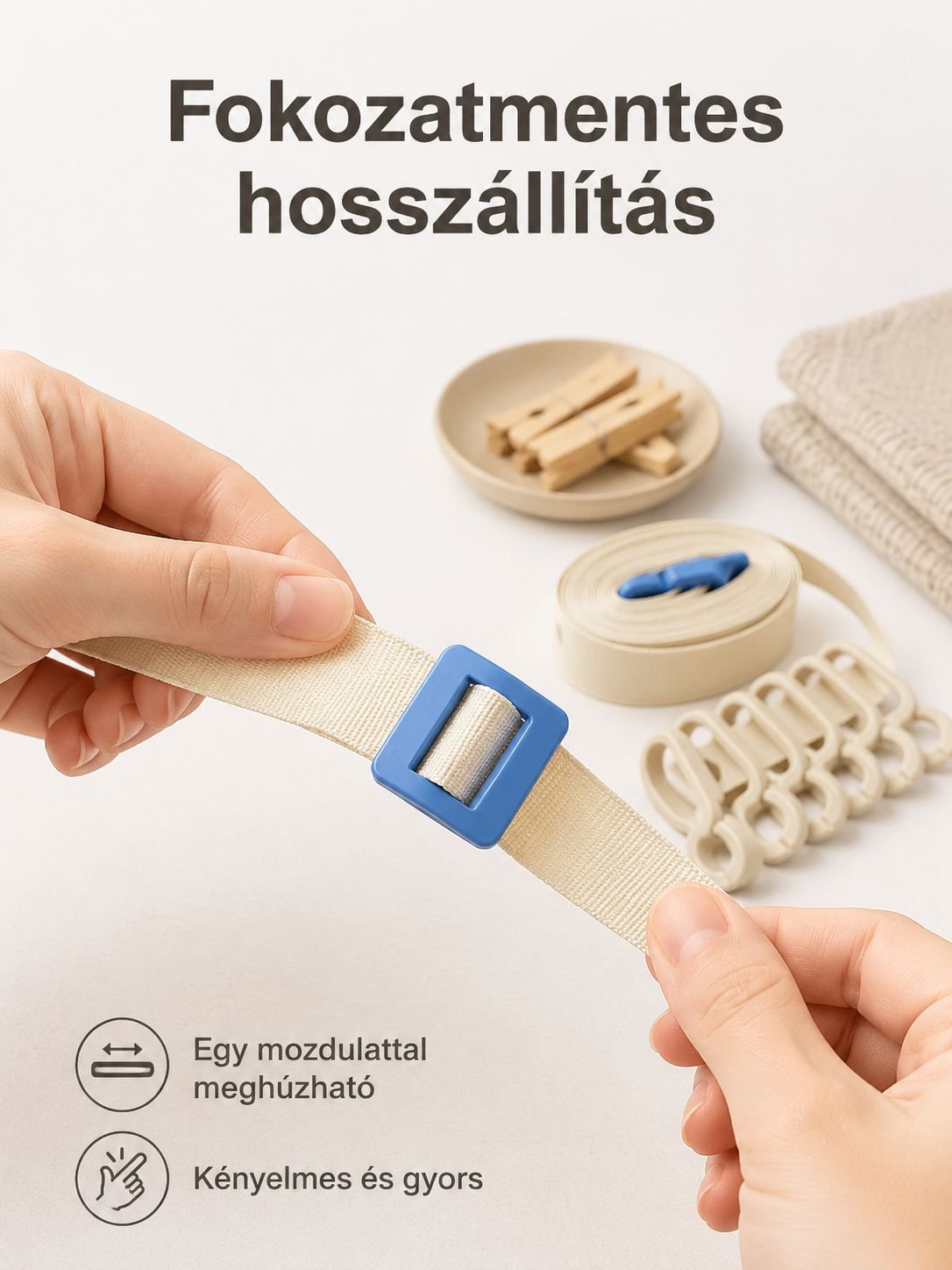 Állítható hosszúságú ruhaszárító kötél