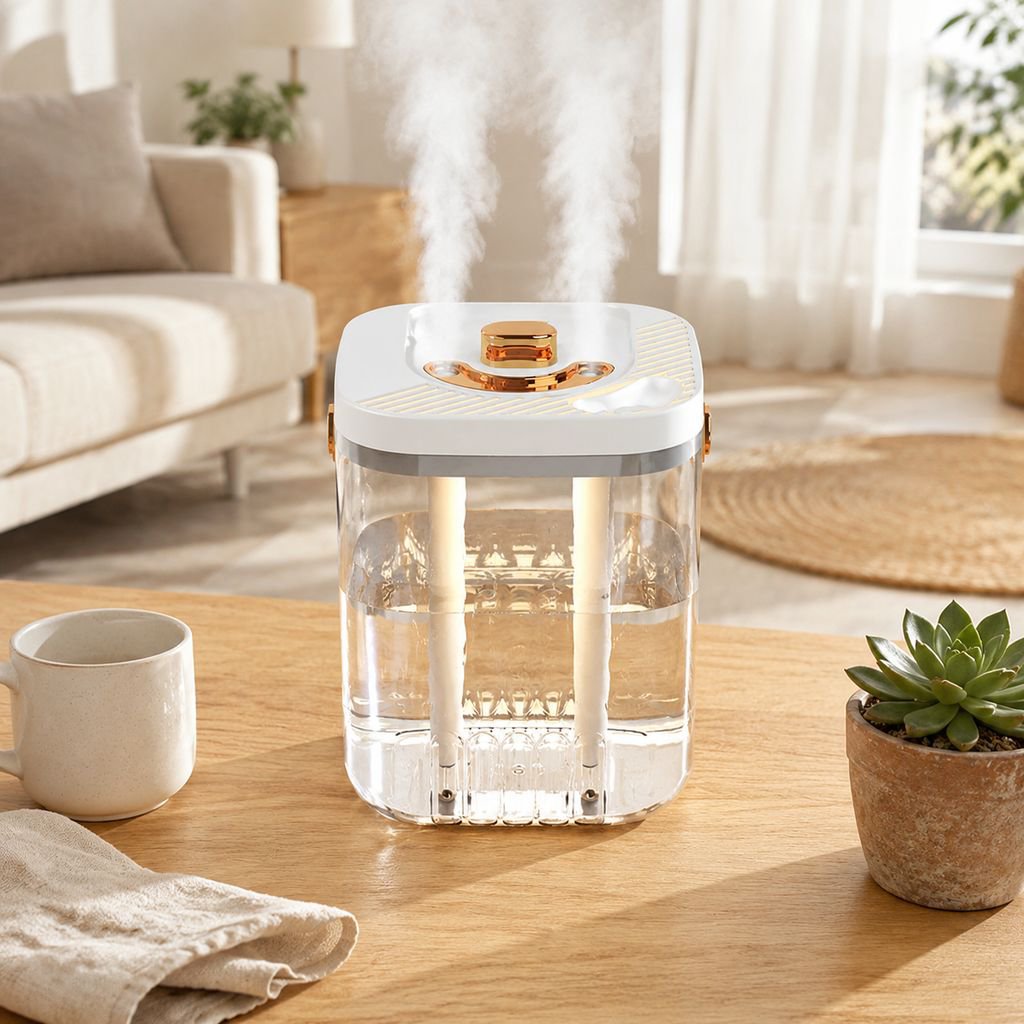LED Light Transparent Nebulizer Sprayer Dual Nozzle Large Water Tank Fine Mist Humidifier
