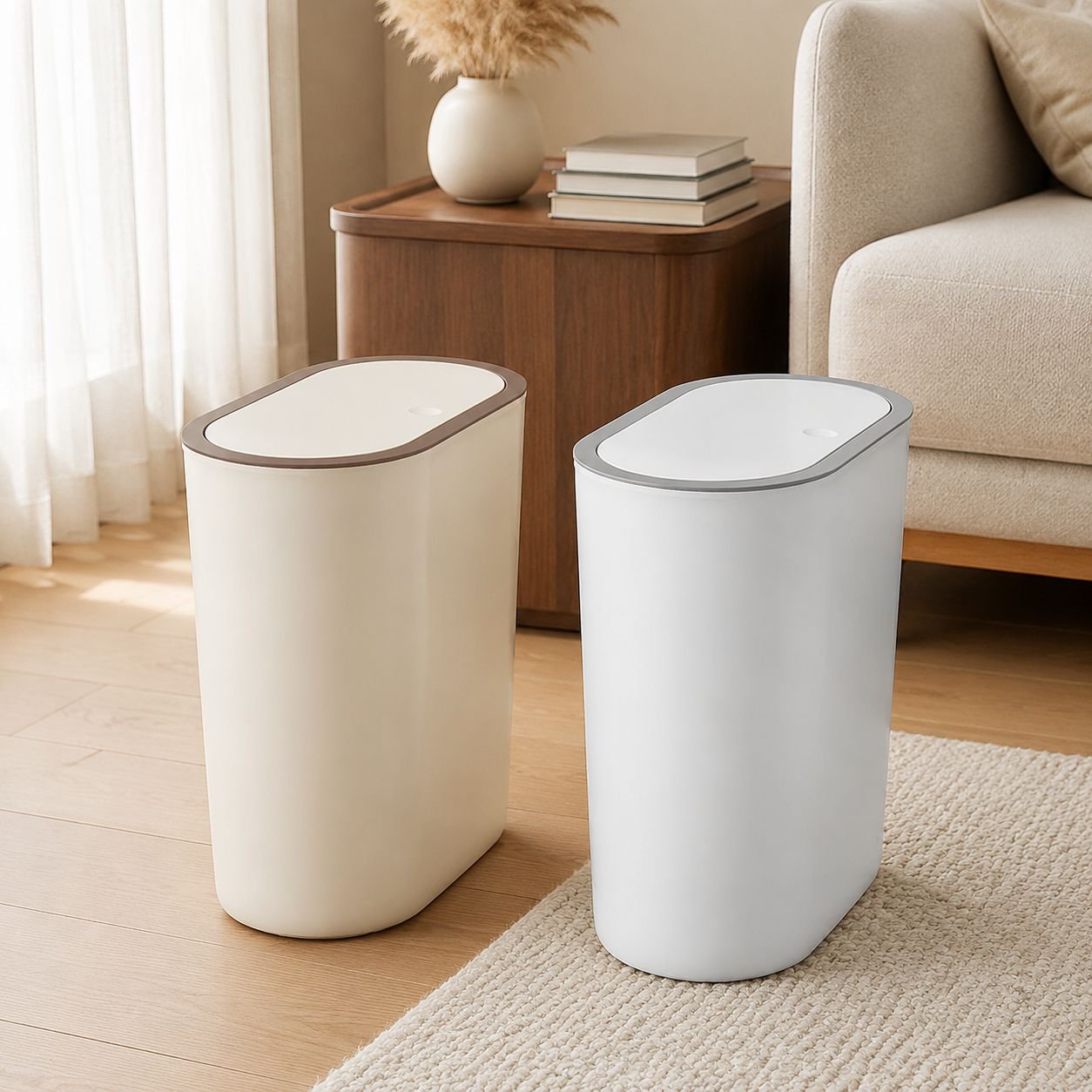 Space-Saving Odor-Resistant Trash Can