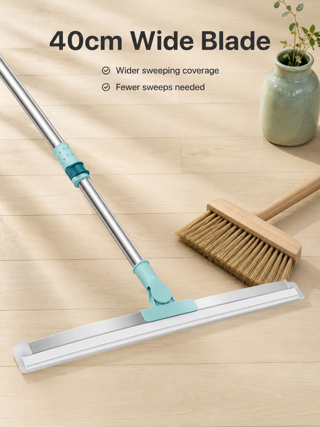Multi-Functional Double Blade Sweeper cleaning hardwood floor