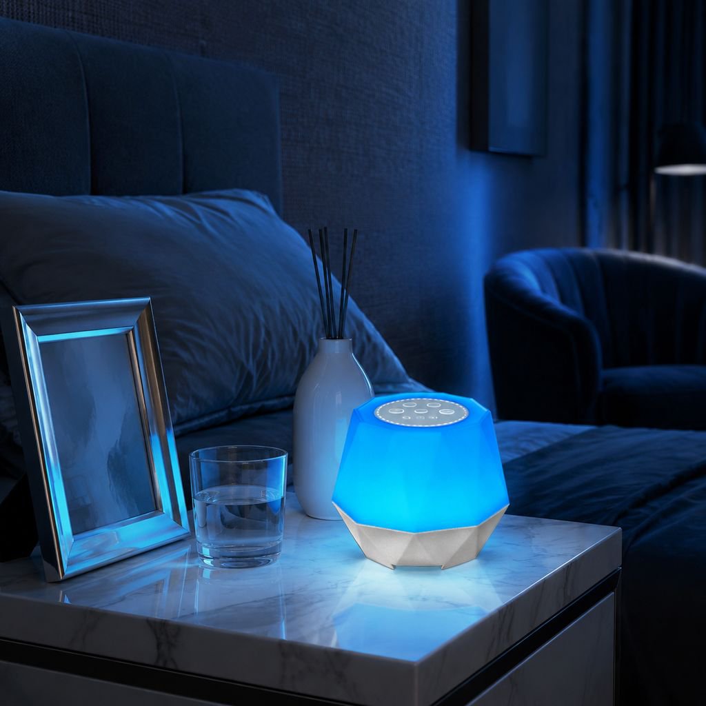 Portable Colorful Night Light, Smart White Noise Soother, Rechargeable Timer Night Lamp