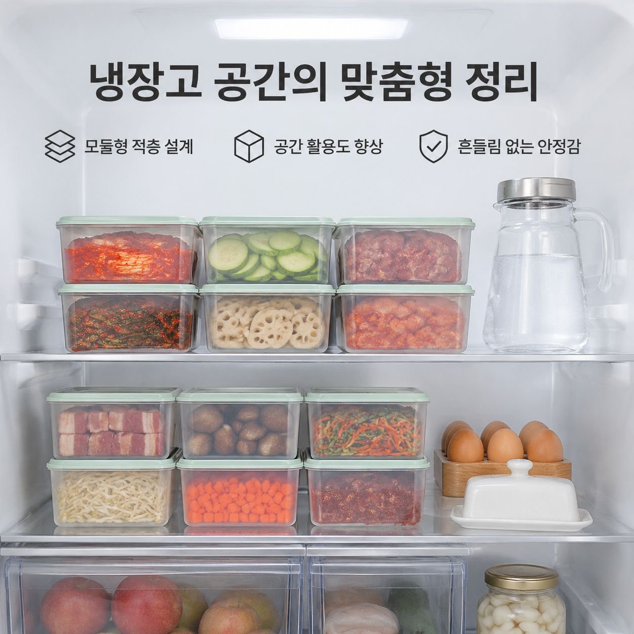 냉장면류 계란 보관함 식품 냉동함 주방 신선한 채소 보관함