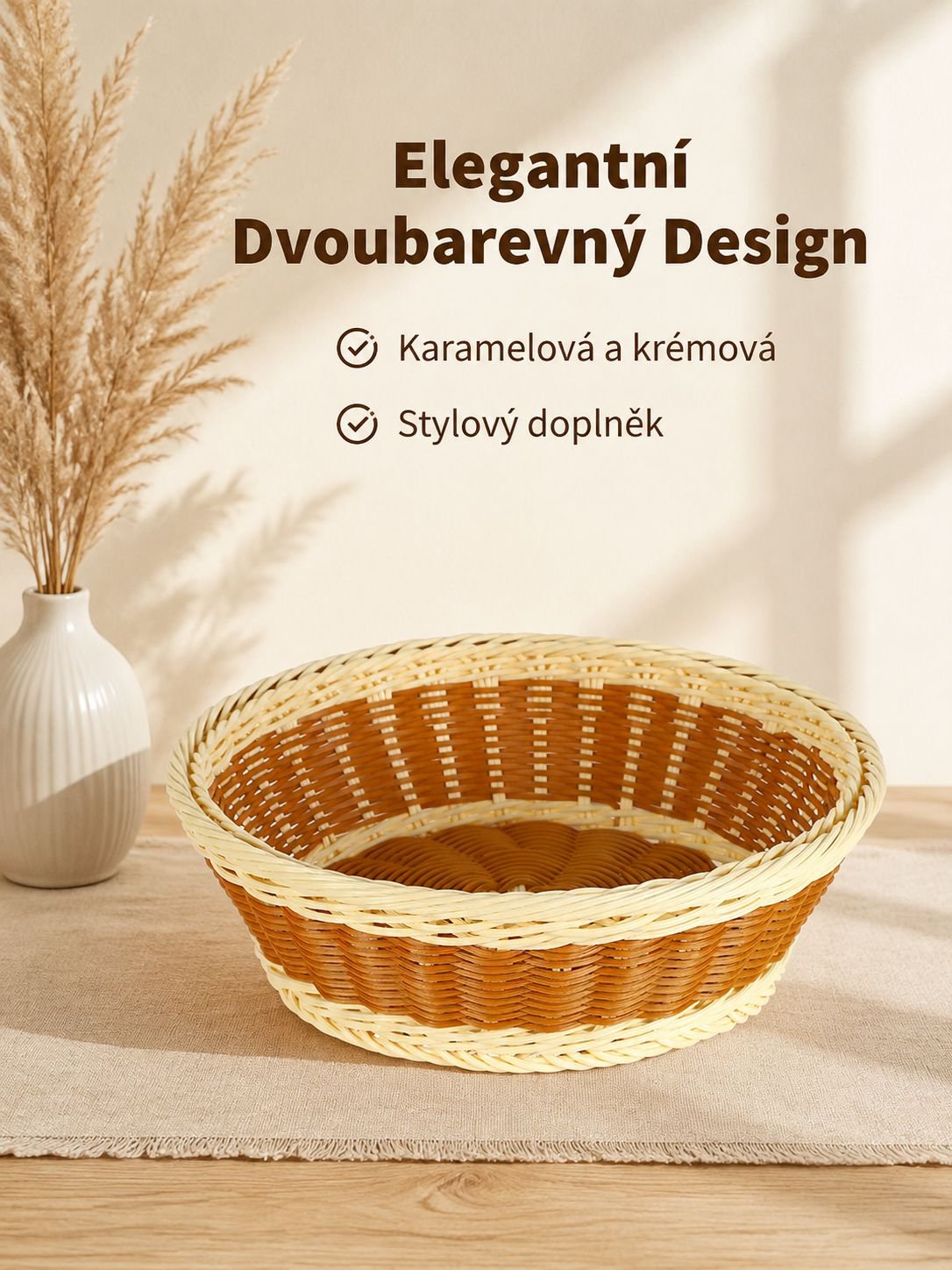 Košík na ovoce z umělého ratanu