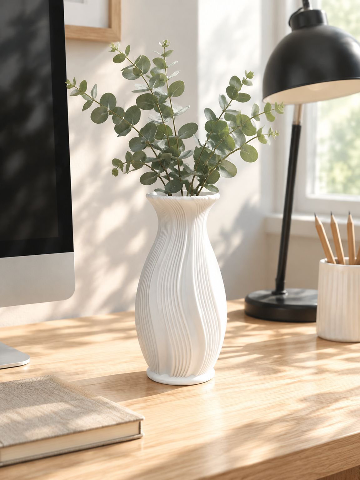 Close-up of the vase's smooth gradient color finish