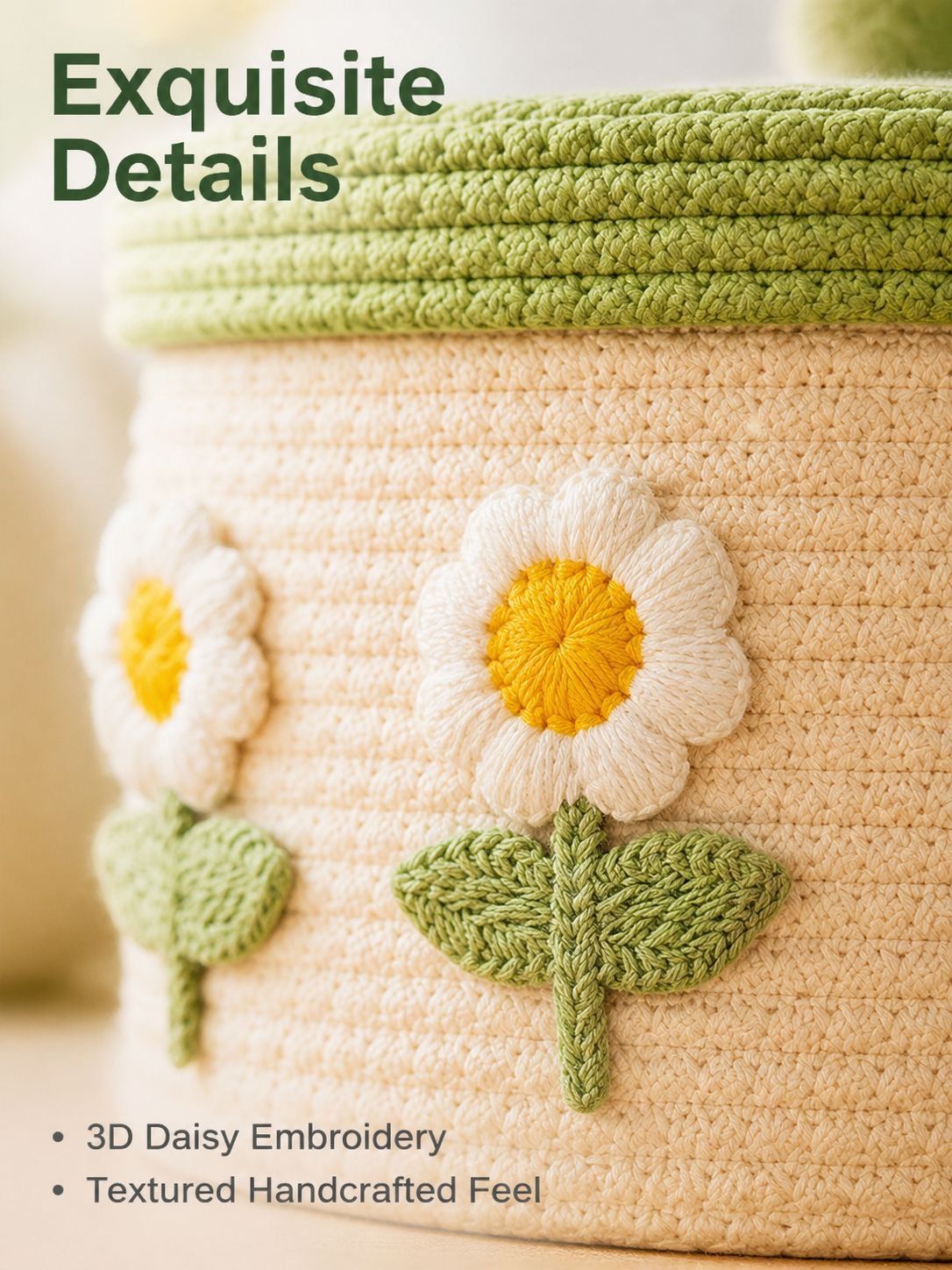 Lidded Cotton Woven Storage Basket