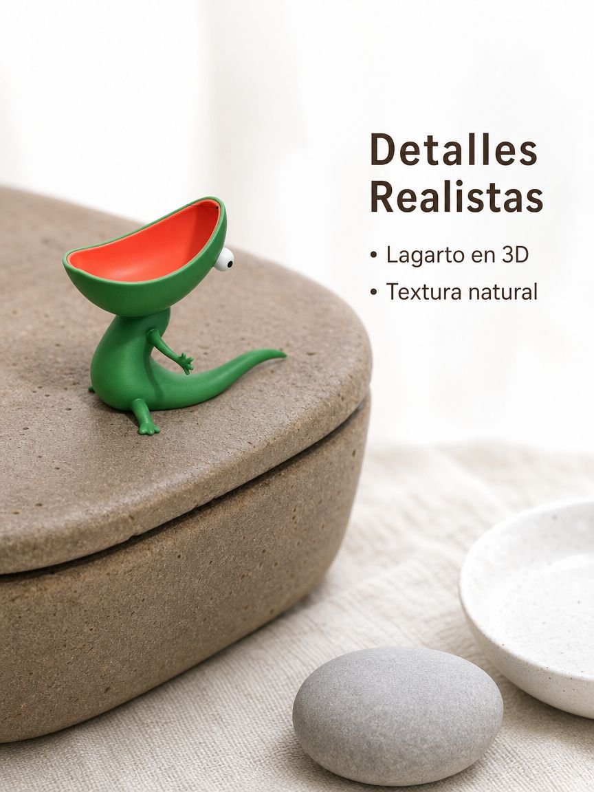 Caja decorativa de llaves con lagarto de resina