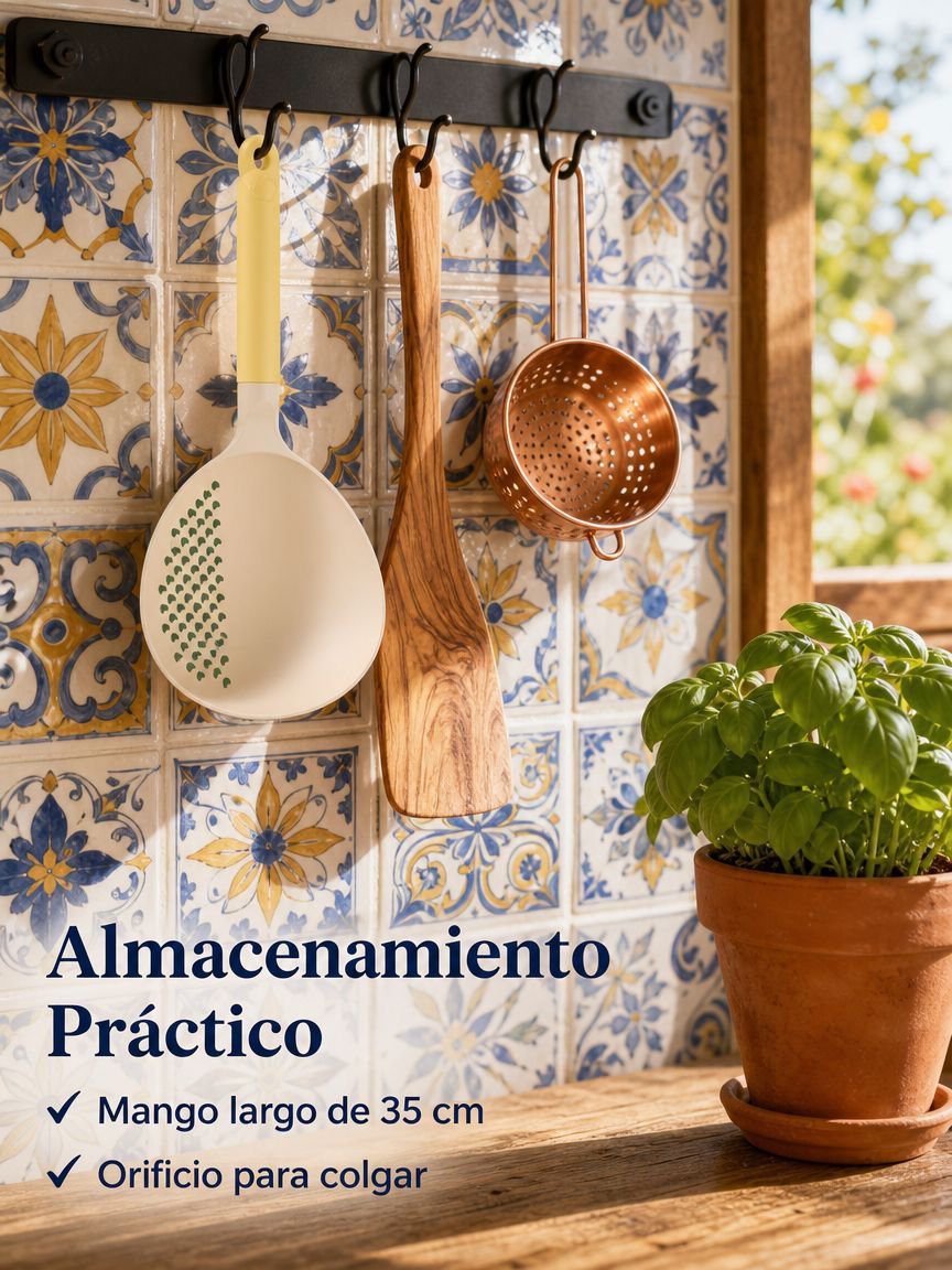 Cucharón de cocina resistente al calor con función de colador para uso doméstico