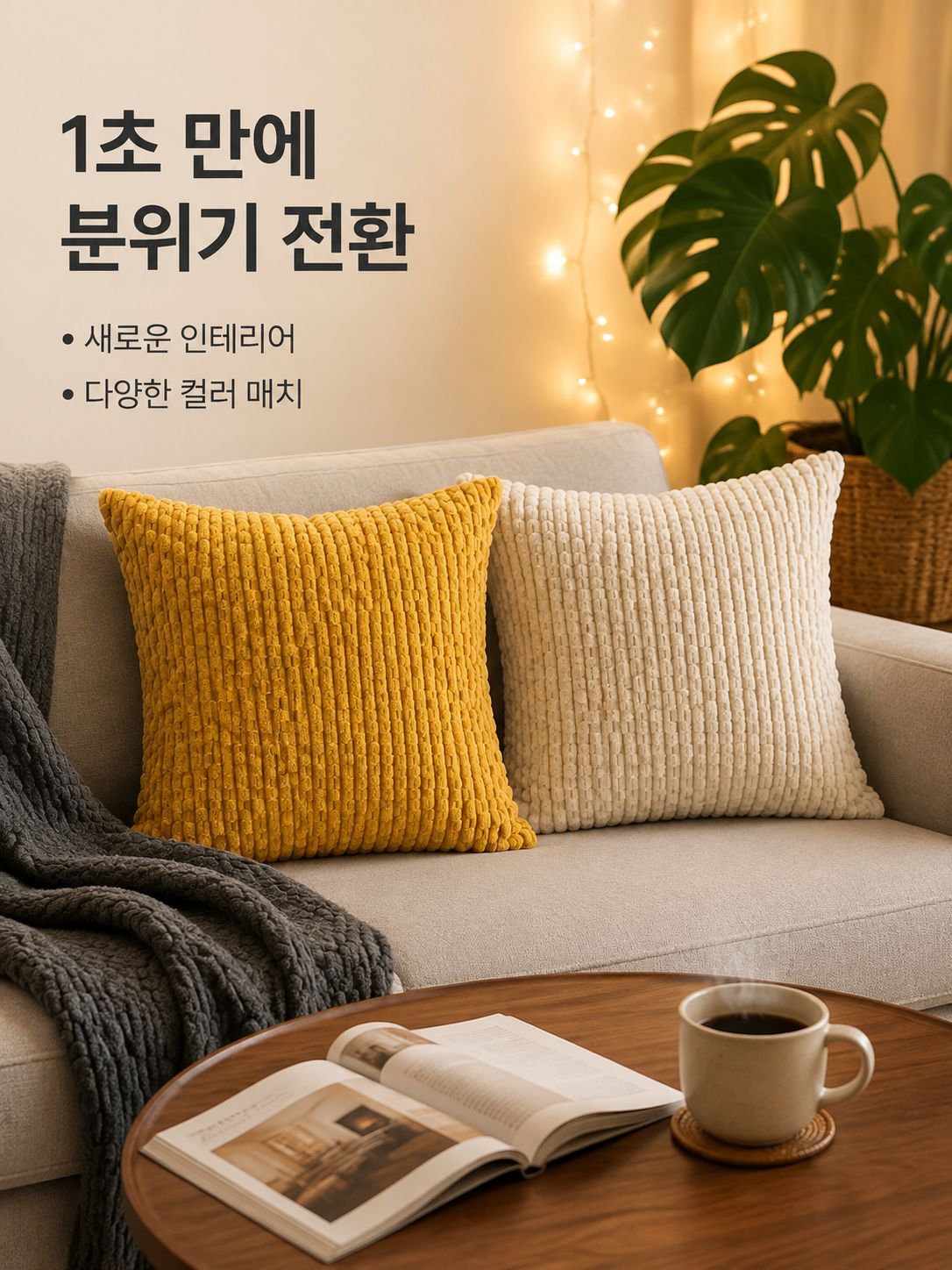 체인 코듀로이 쿠션 베갯잇