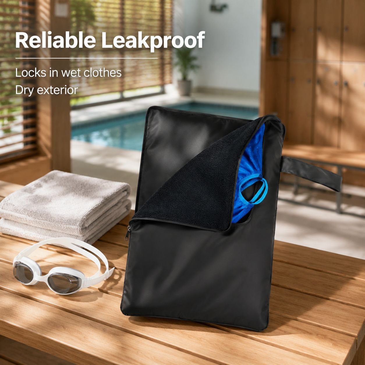 Multi-Purpose Absorbent Towel Changing Pad Waterproof Bag for Wet Swimwear Storage