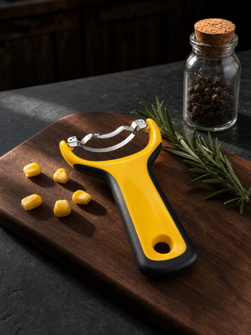Manual corn peeler with ergonomic handle