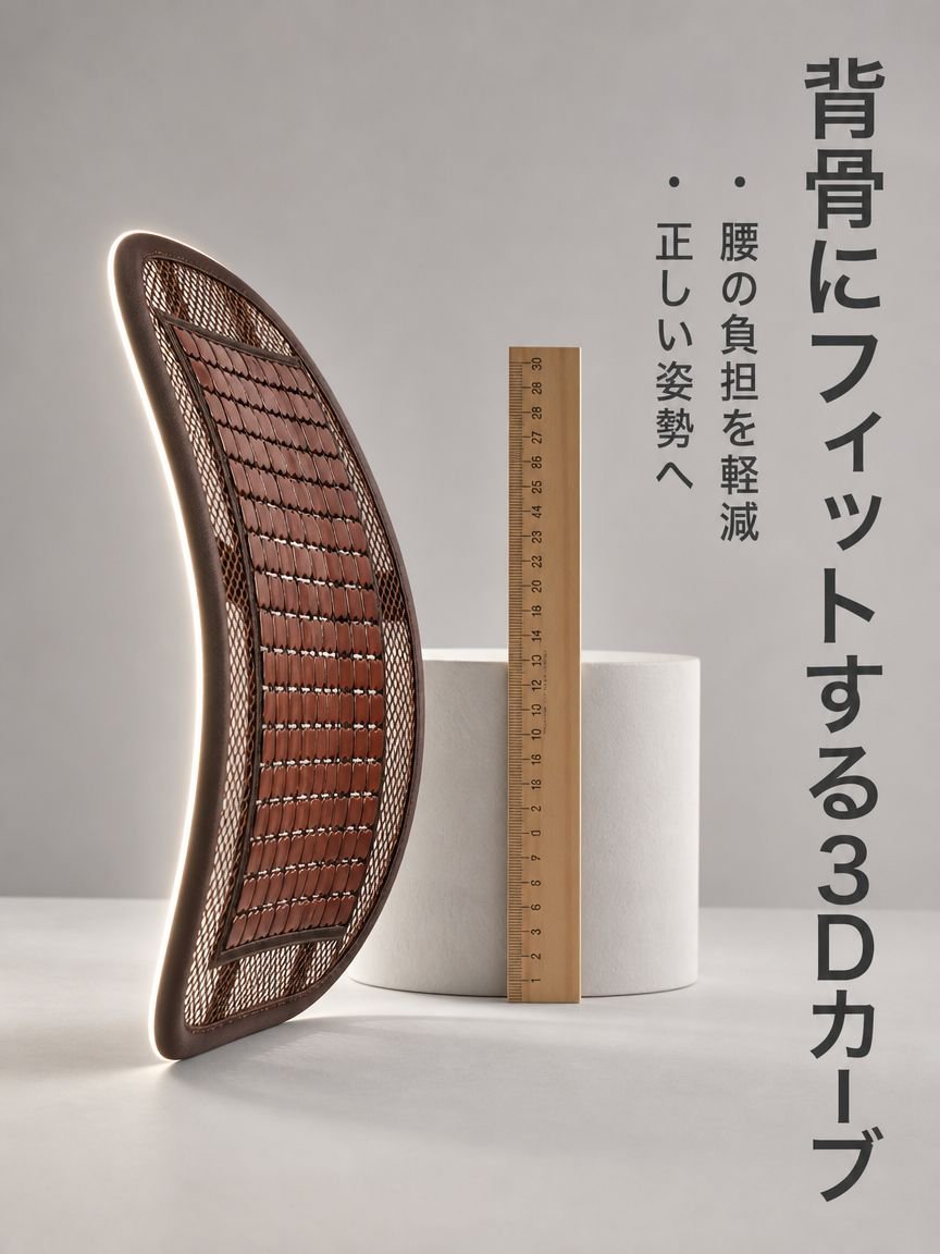 夏用竹製ランバーサポート。通気性の良いメッシュ素材を使用し、家庭、オフィス、車、麻雀マットなど様々な場所で使用できます。