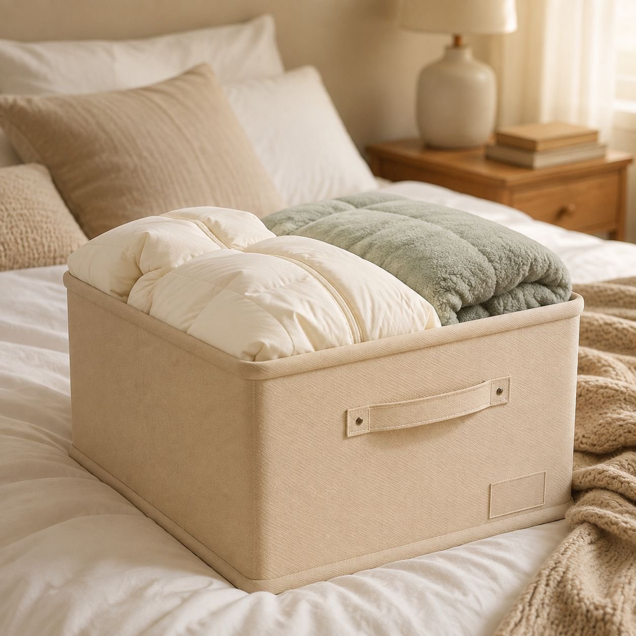 Boîte de rangement élégante pour vêtements en tissu coton/lin