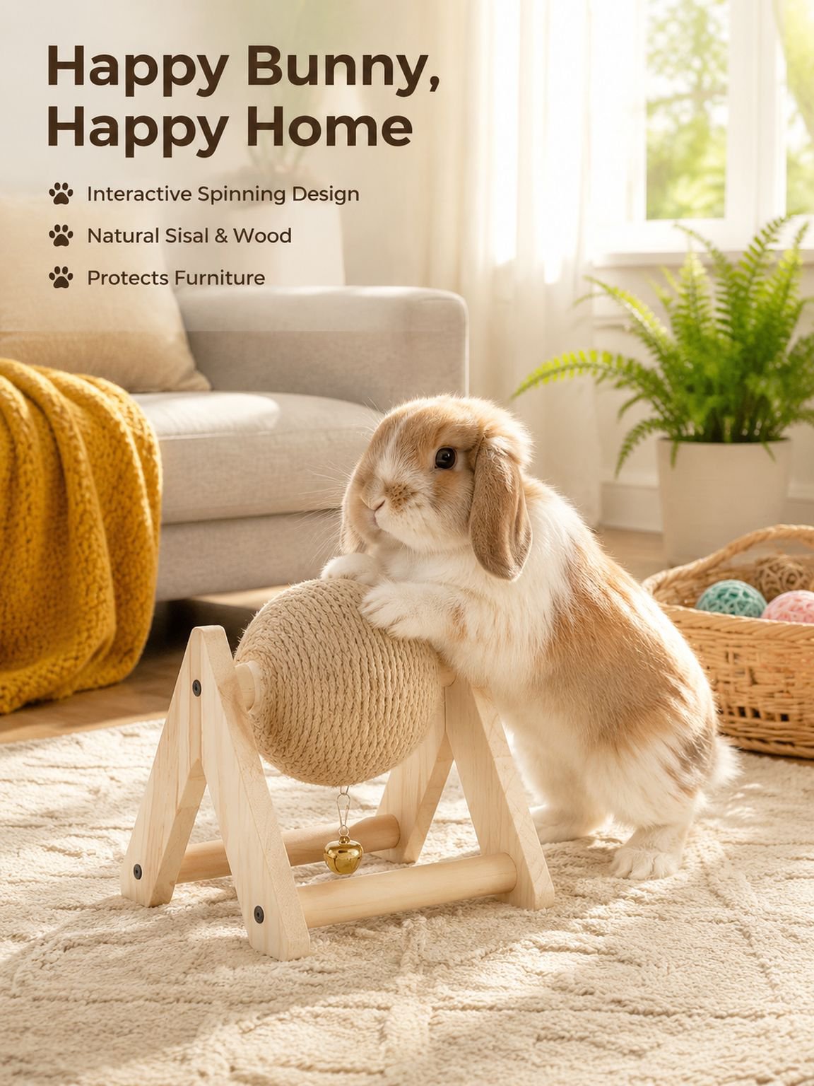 Rabbit-specific claw-grinding ball toy