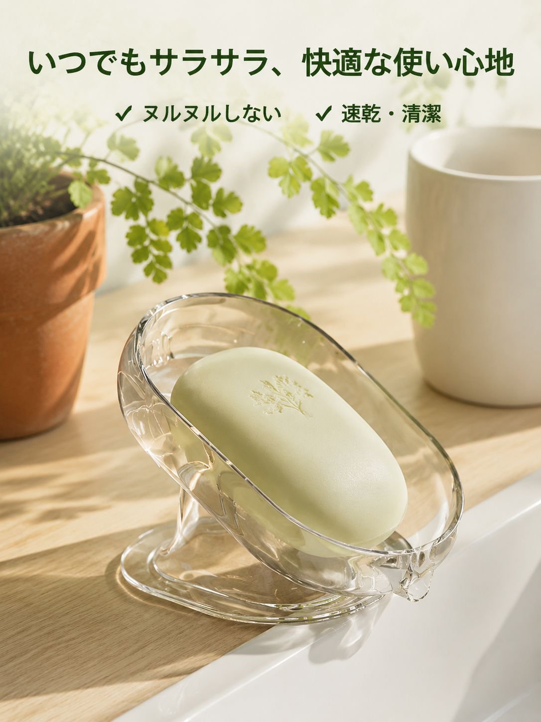 透明なバスルーム用ソープトレイ