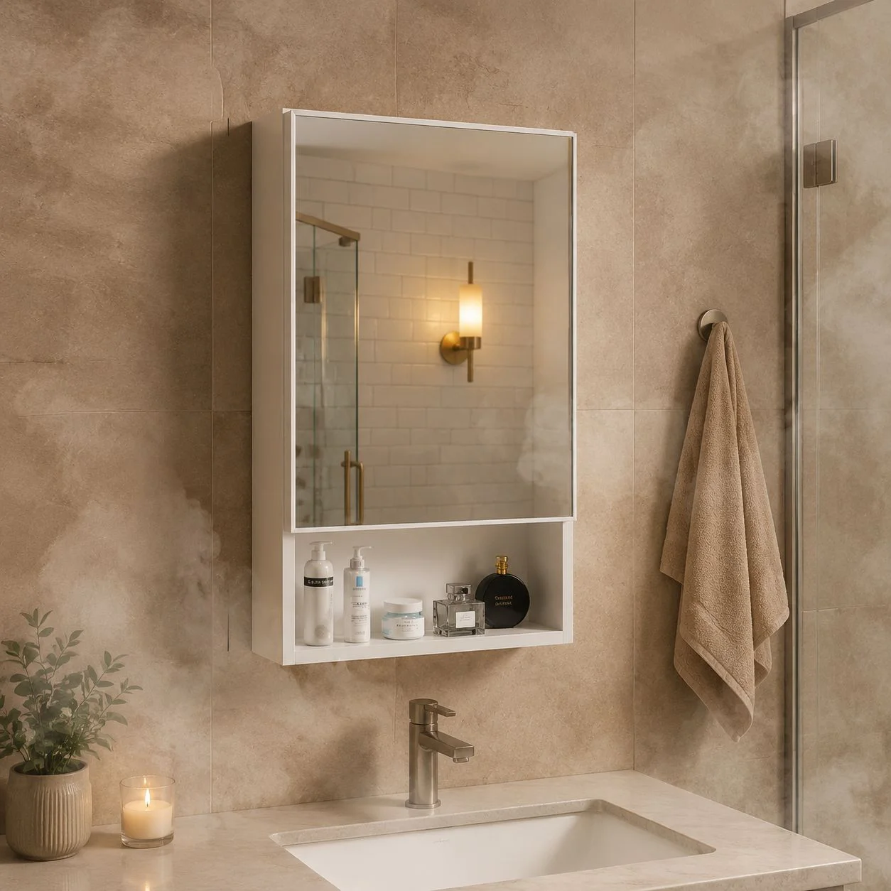 Bathroom Wall Mounted Aluminum Mirror Cabinet