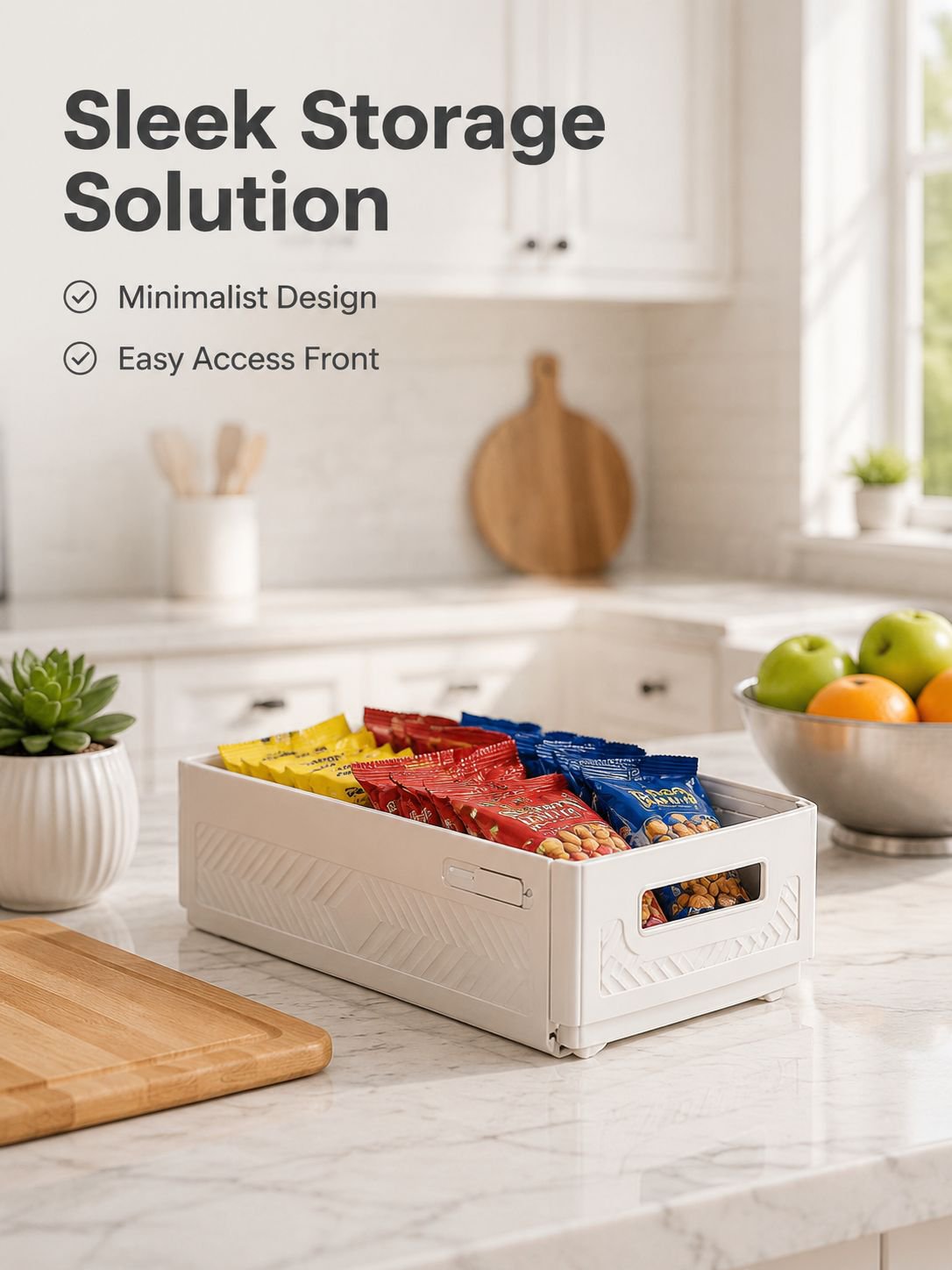 Cabinet storage box, drawer-style extendable desktop snack and sundry kitchen organizer, deep cabine