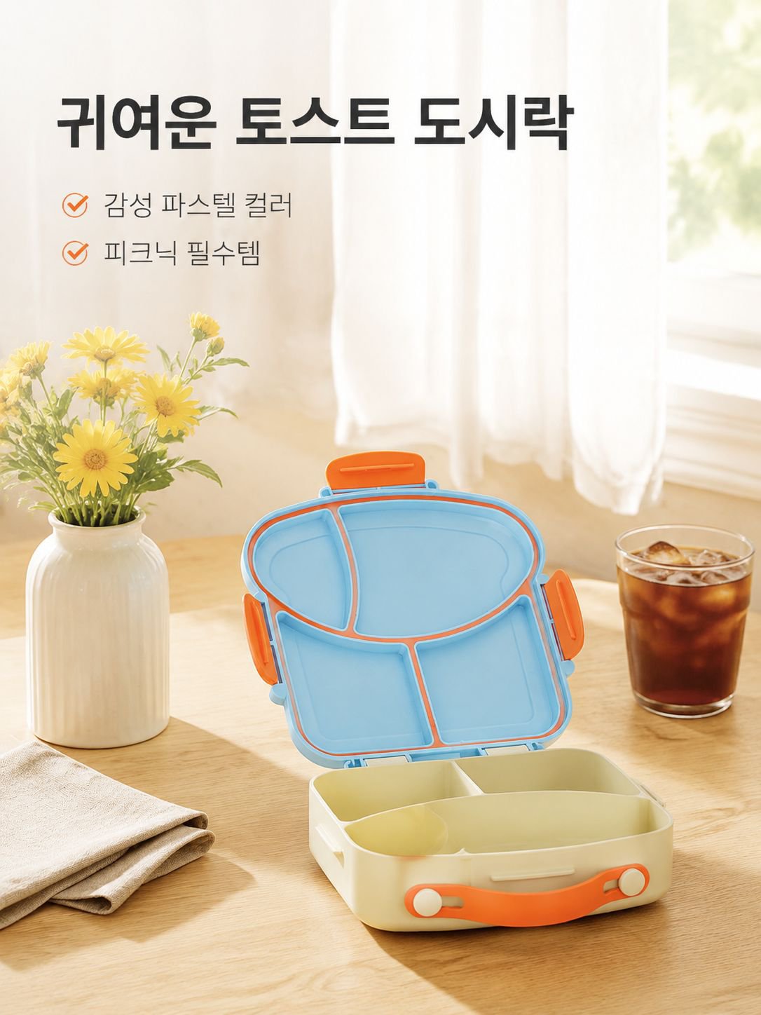 귀여운 식빵형 도시락