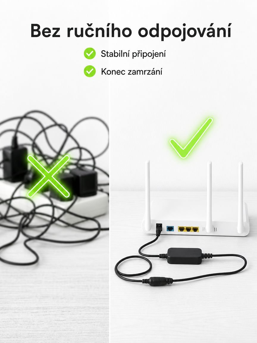 72hodinový automatický vypínač napájení a restartovací kabel pro router