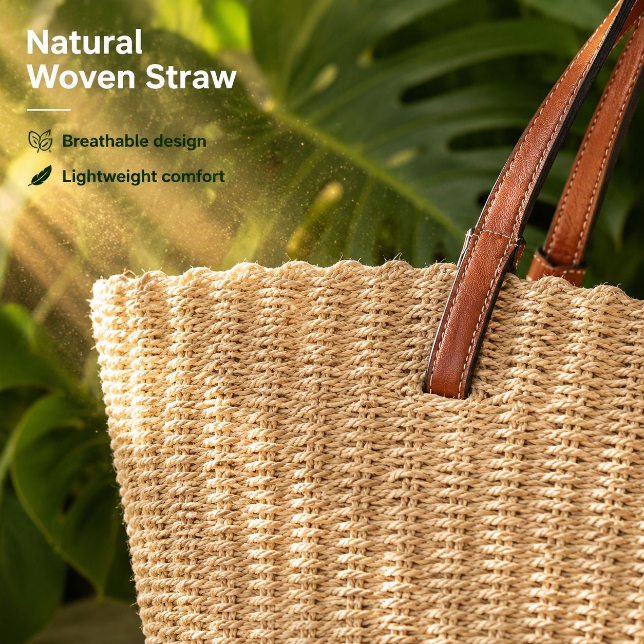 Summer Beach Fashion Straw Hat and Tote Bag Combo