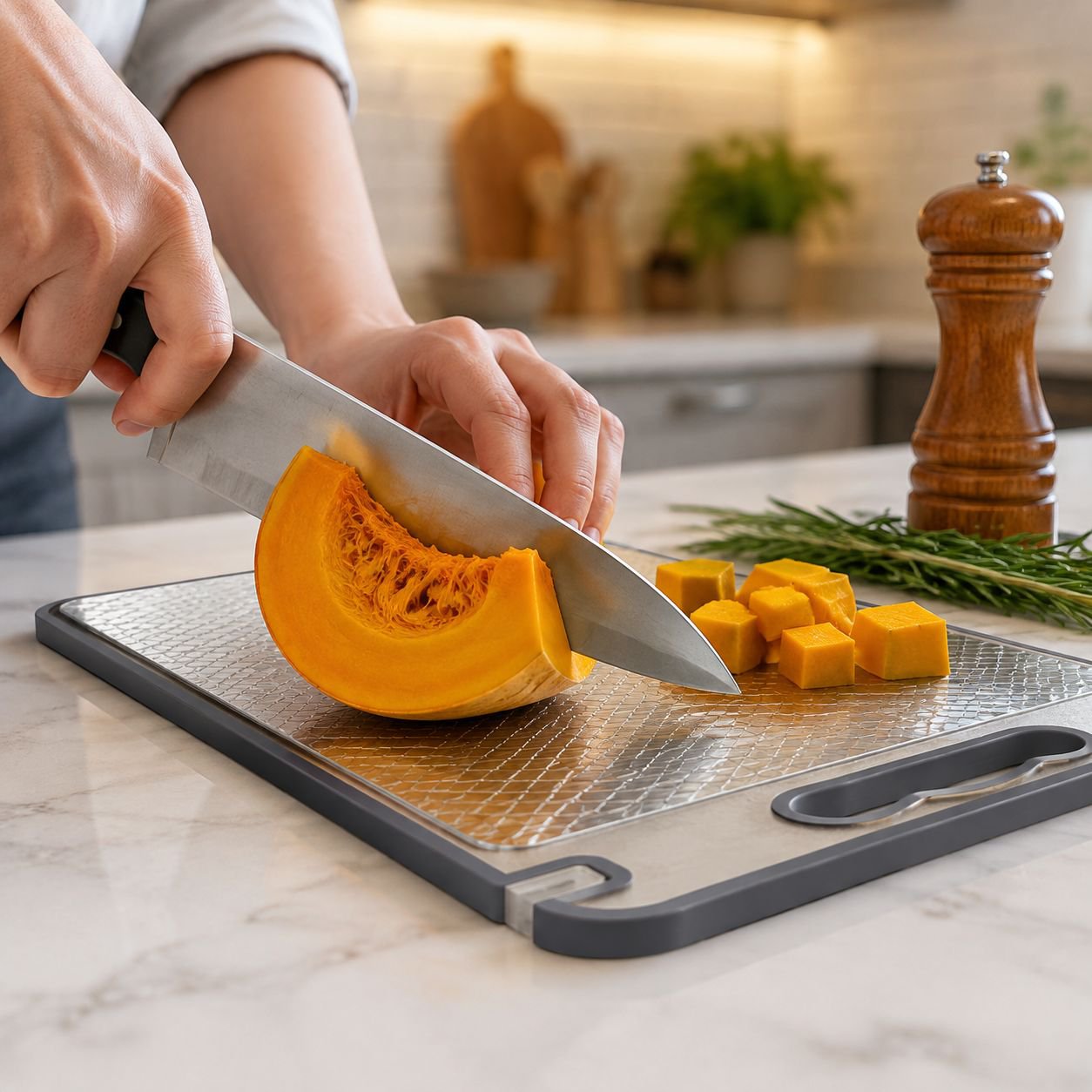Durable and easy-to-clean 304 stainless steel chopping board