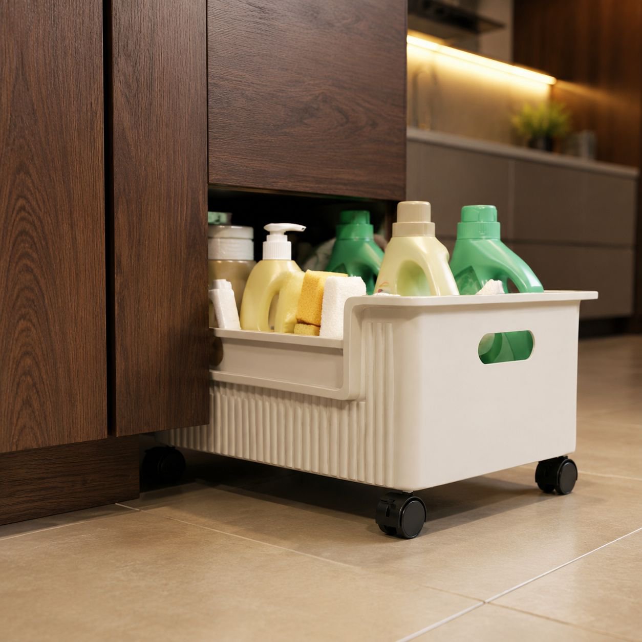 Modern bathroom and laundry room cabinet with movable design