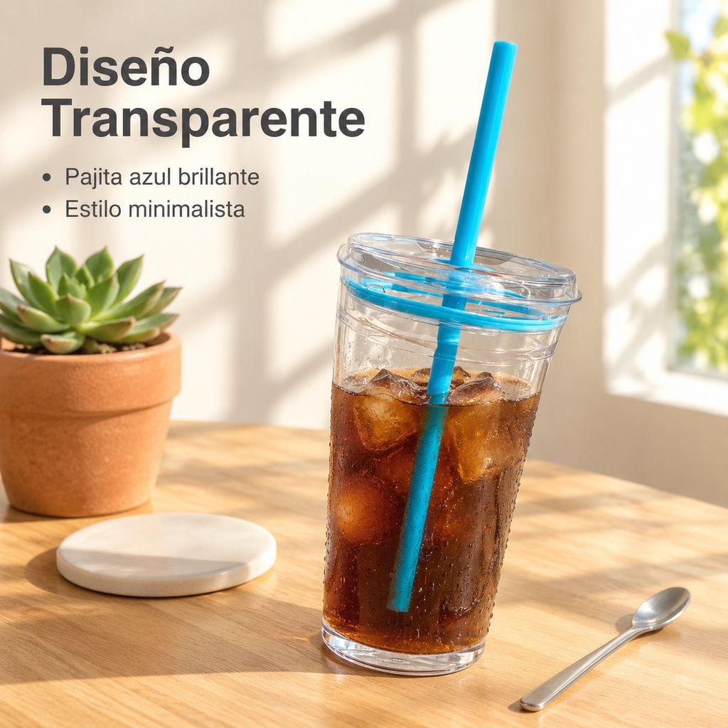 Vaso de Café con Pajita Alta Transparencia Estilo Tritan