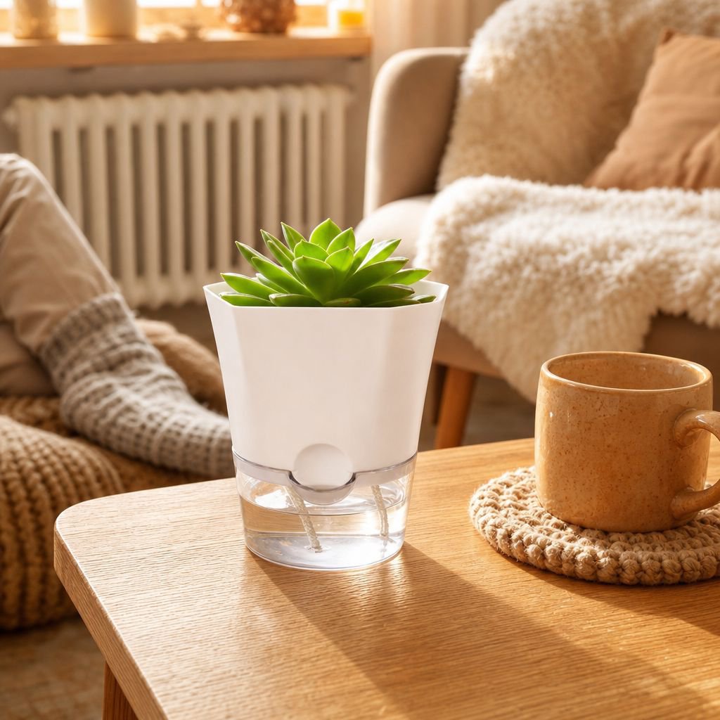 Simple Lazy Self-Watering Planter, Plastic Imitation Ceramic, Suitable for Pothos