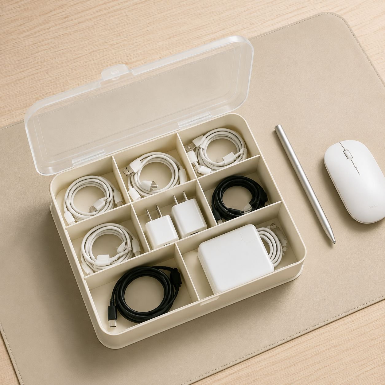 Household Multi-functional Power Cord Storage Box Desktop Cable Organizer