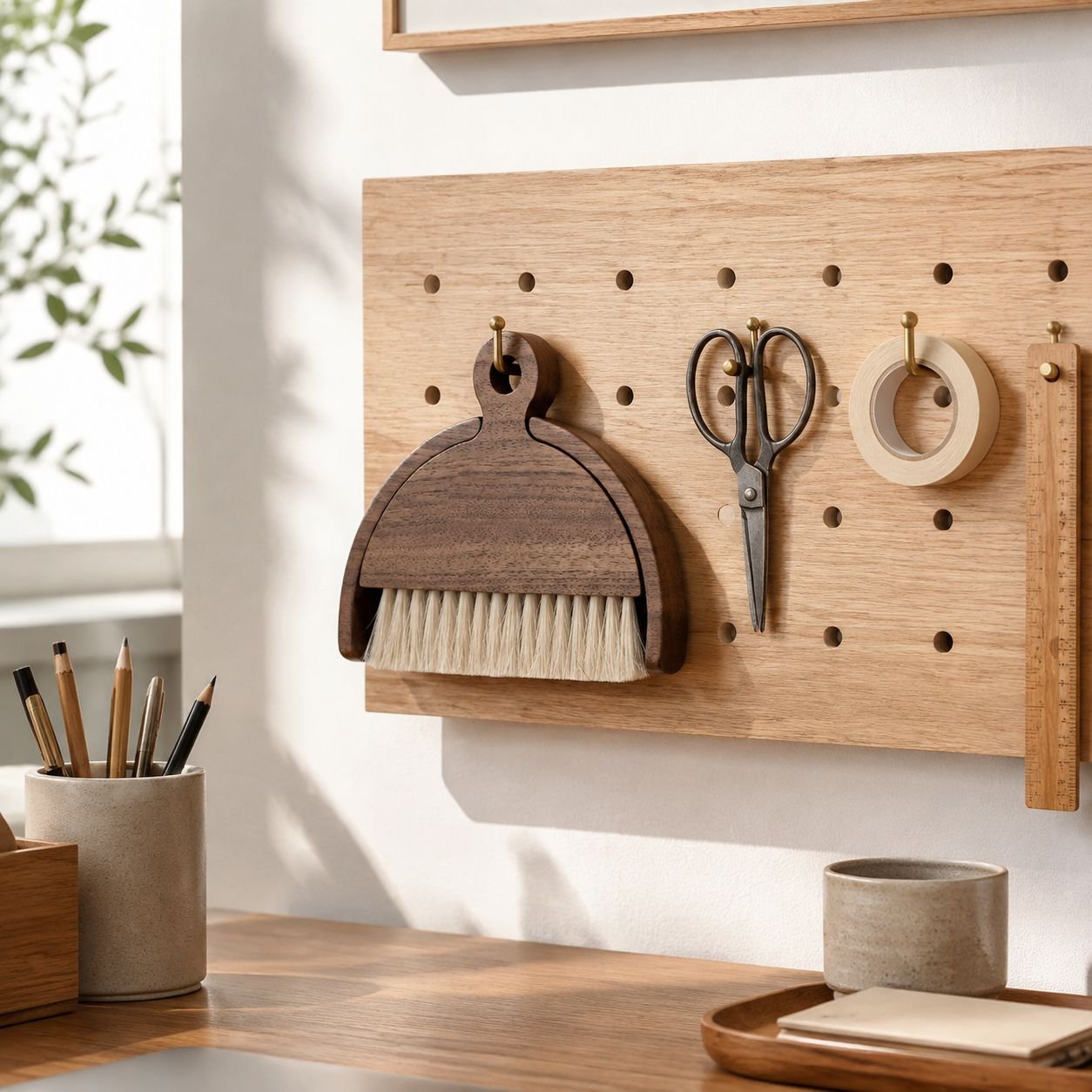 Stylish dustpan set with natural materials