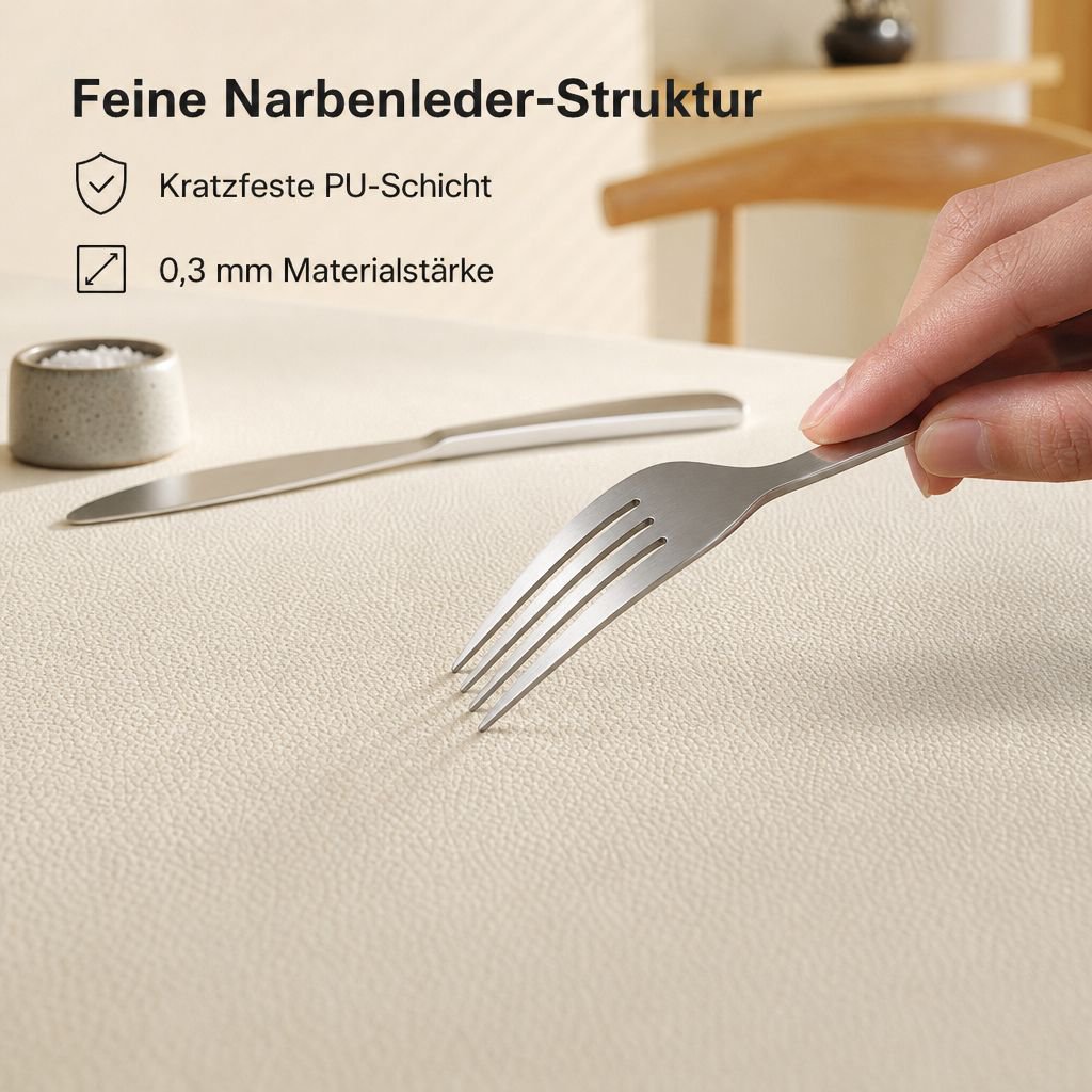 Abwaschbare Kunstleder-Tischdecke, Wasserdicht & Ölabweisend, Einfarbig