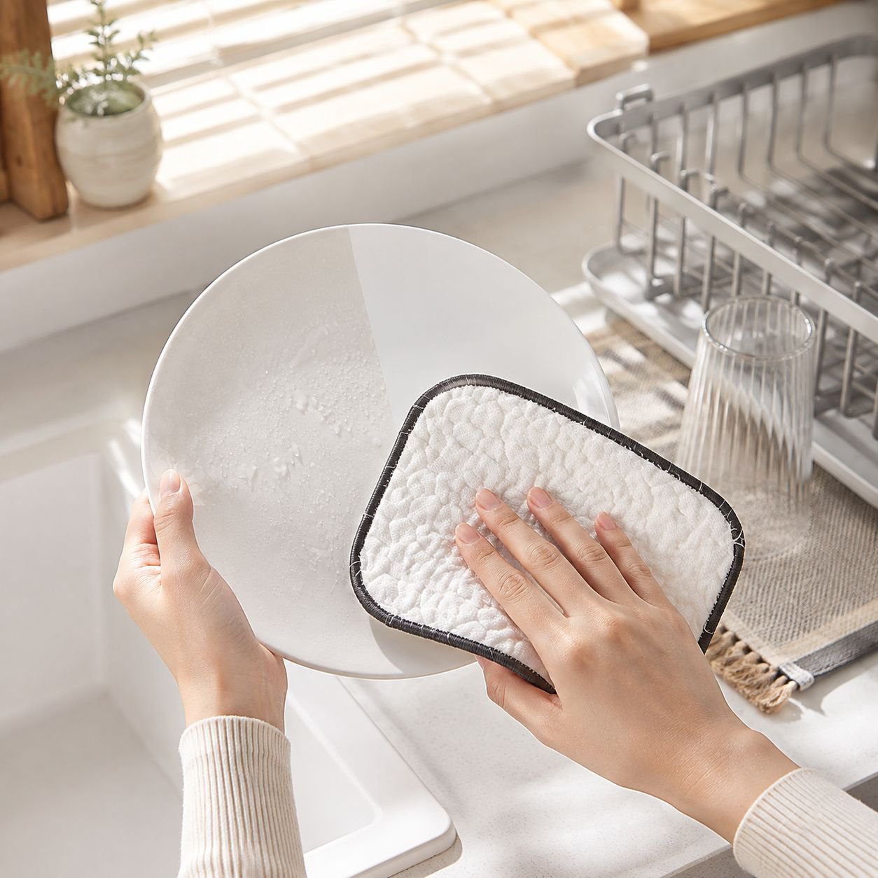 Double-layer Highly Absorbent Cleaning Rag for Heavy Kitchen Oil and Stain, Dishwasher Compatible