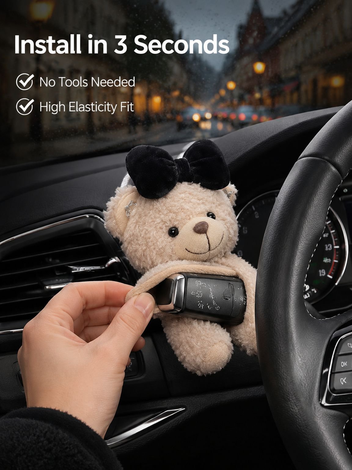 Cute bear-shaped gear shift lever steering wheel decoration