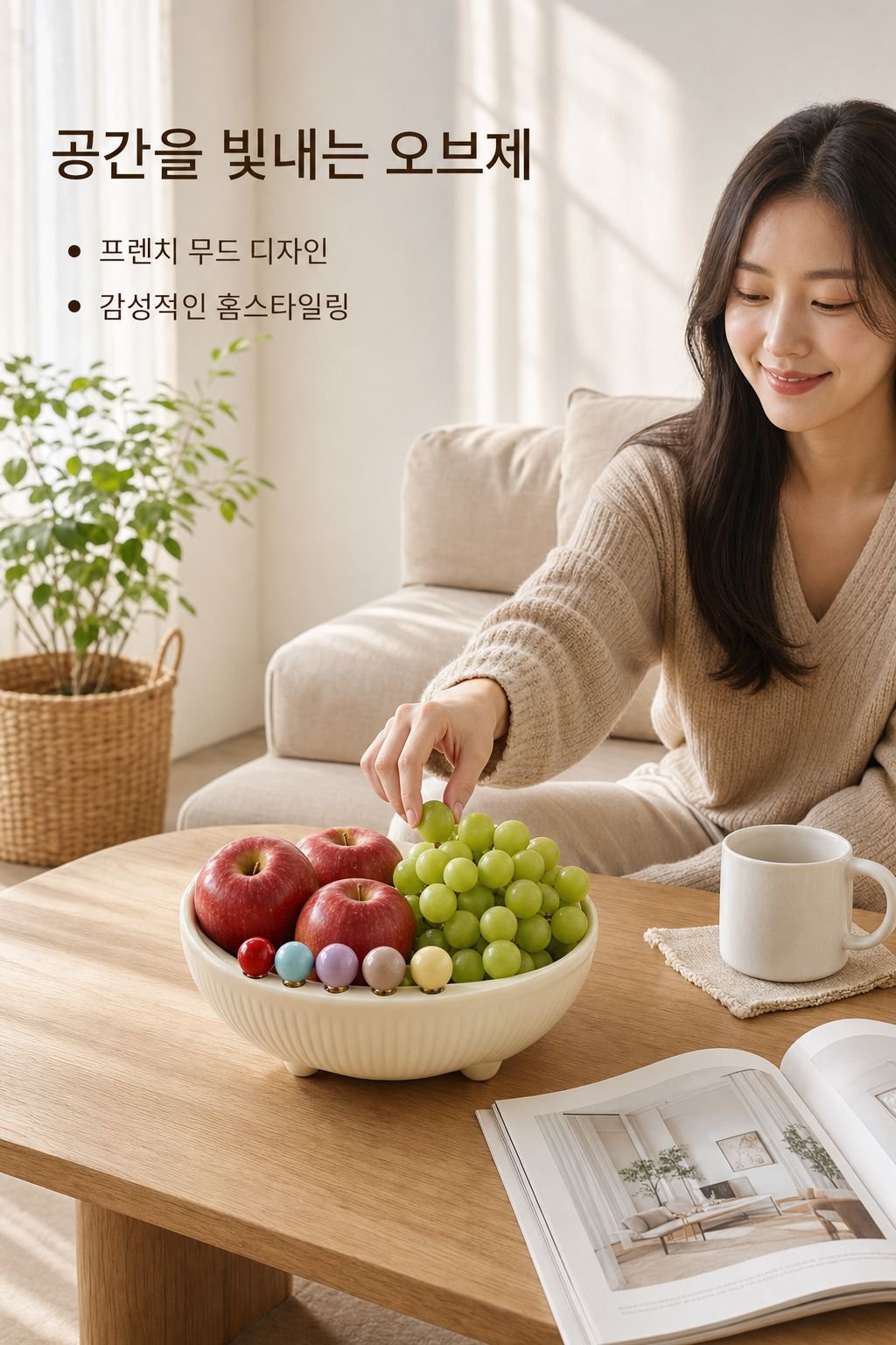 프렌치 나사산 포크 볼 가정용 거실 과일 접시 캔디 스낵 트레이 대용량 물빠짐 그릇