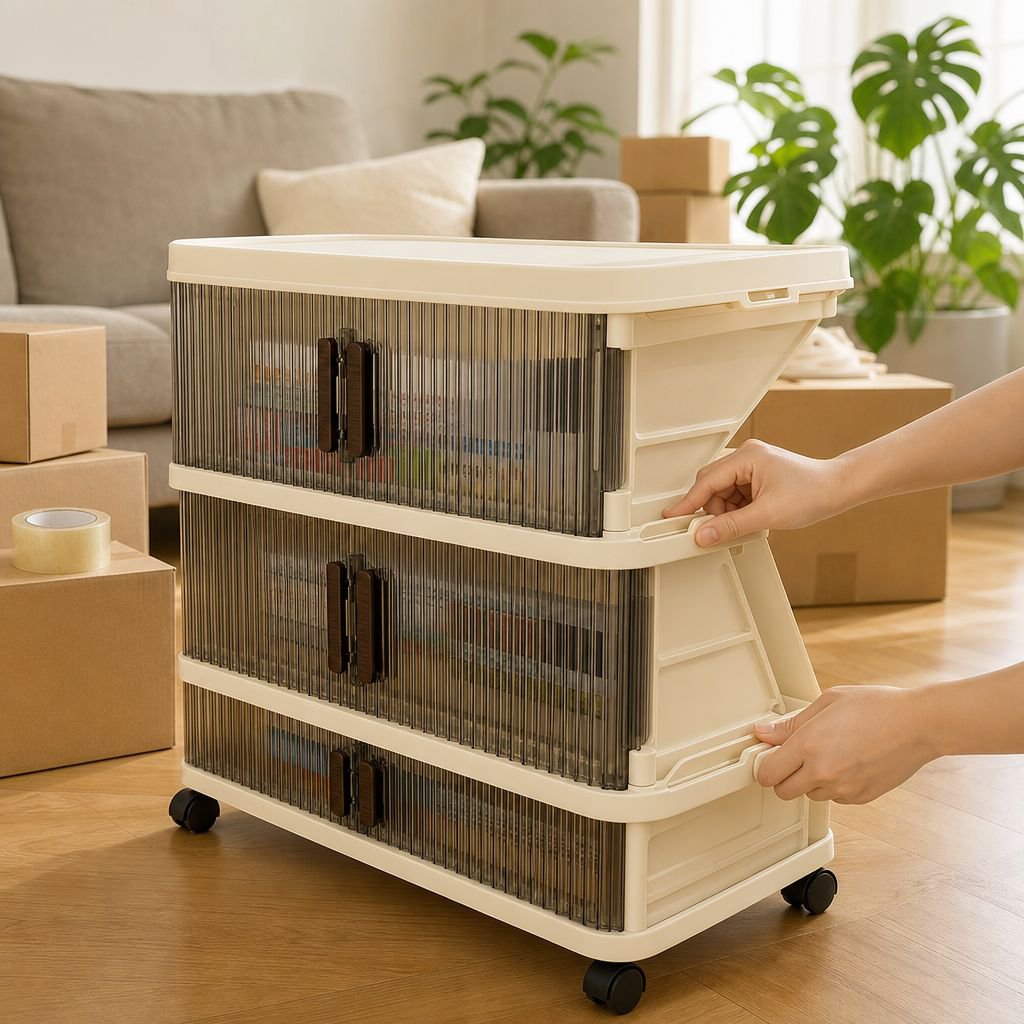 Sleek and compact storage unit for bedroom organization