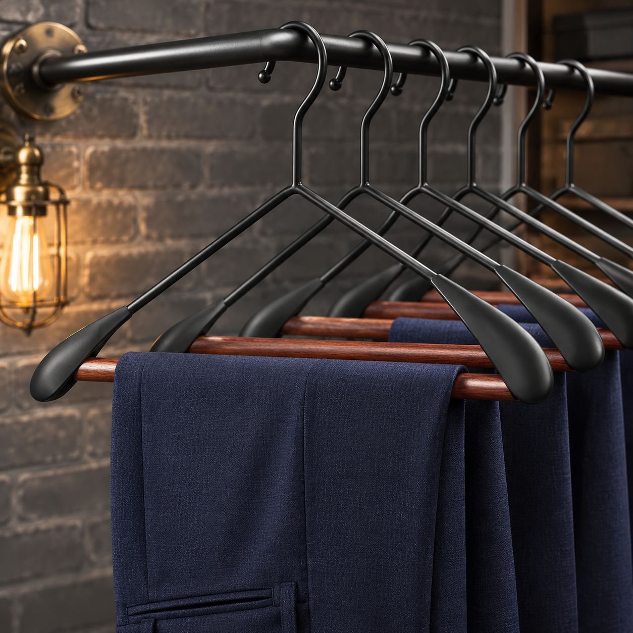 Non-slip clothes rack in modern closet