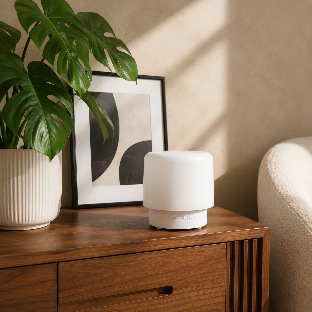 Portable desktop humidifier with adjustable mist