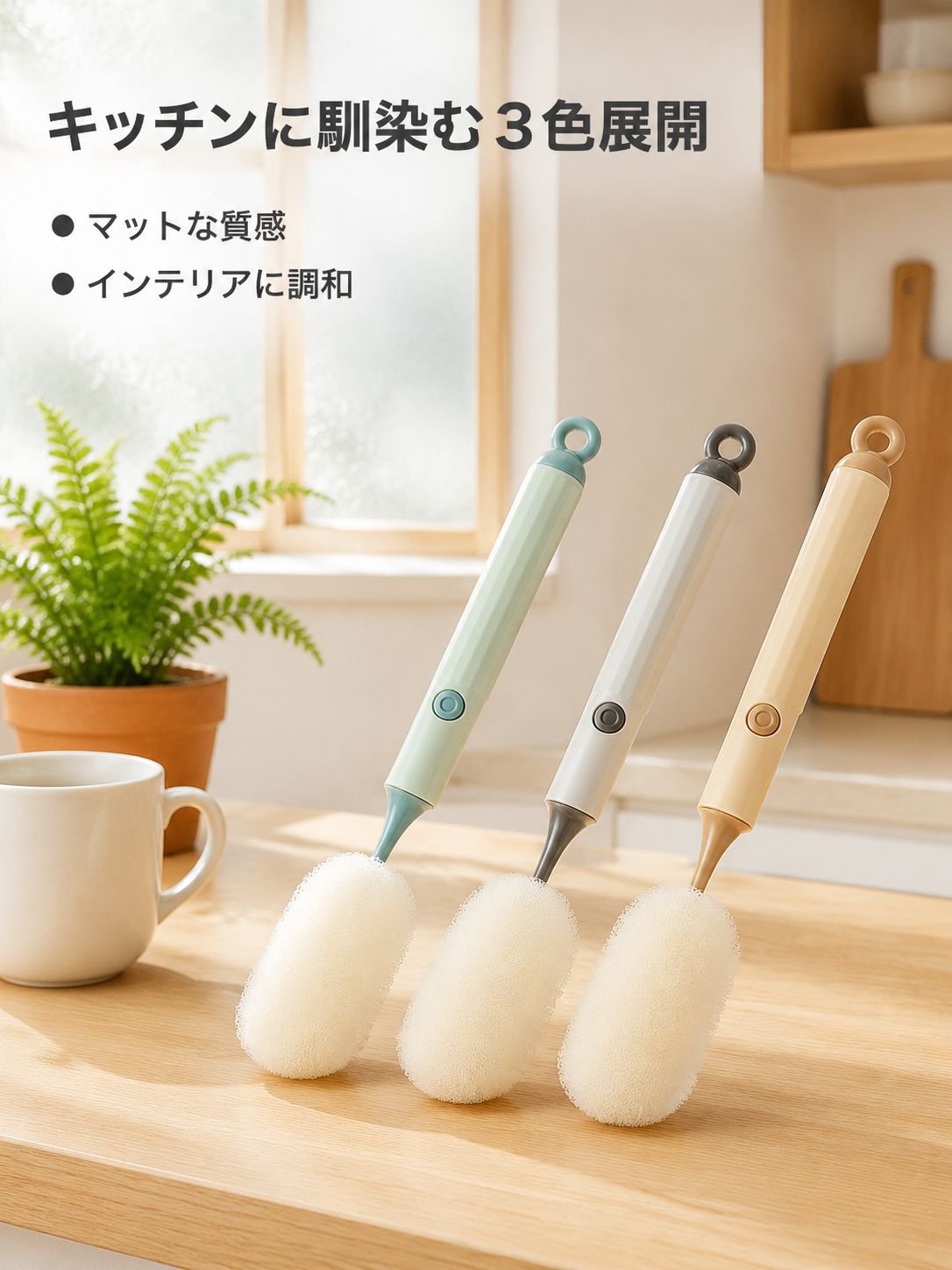 長柄スポンジカップブラシ