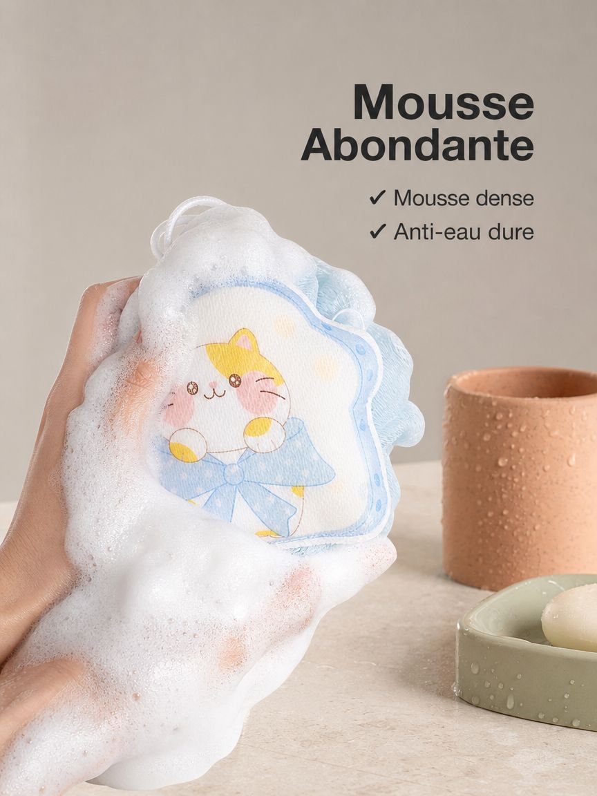 Fleur de douche douce 2-en-1 avec éponge exfoliante