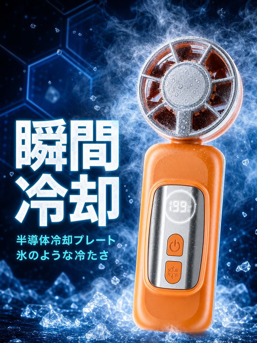 アウトドアスポーツ用半導体冷却クリップ式ミニファン