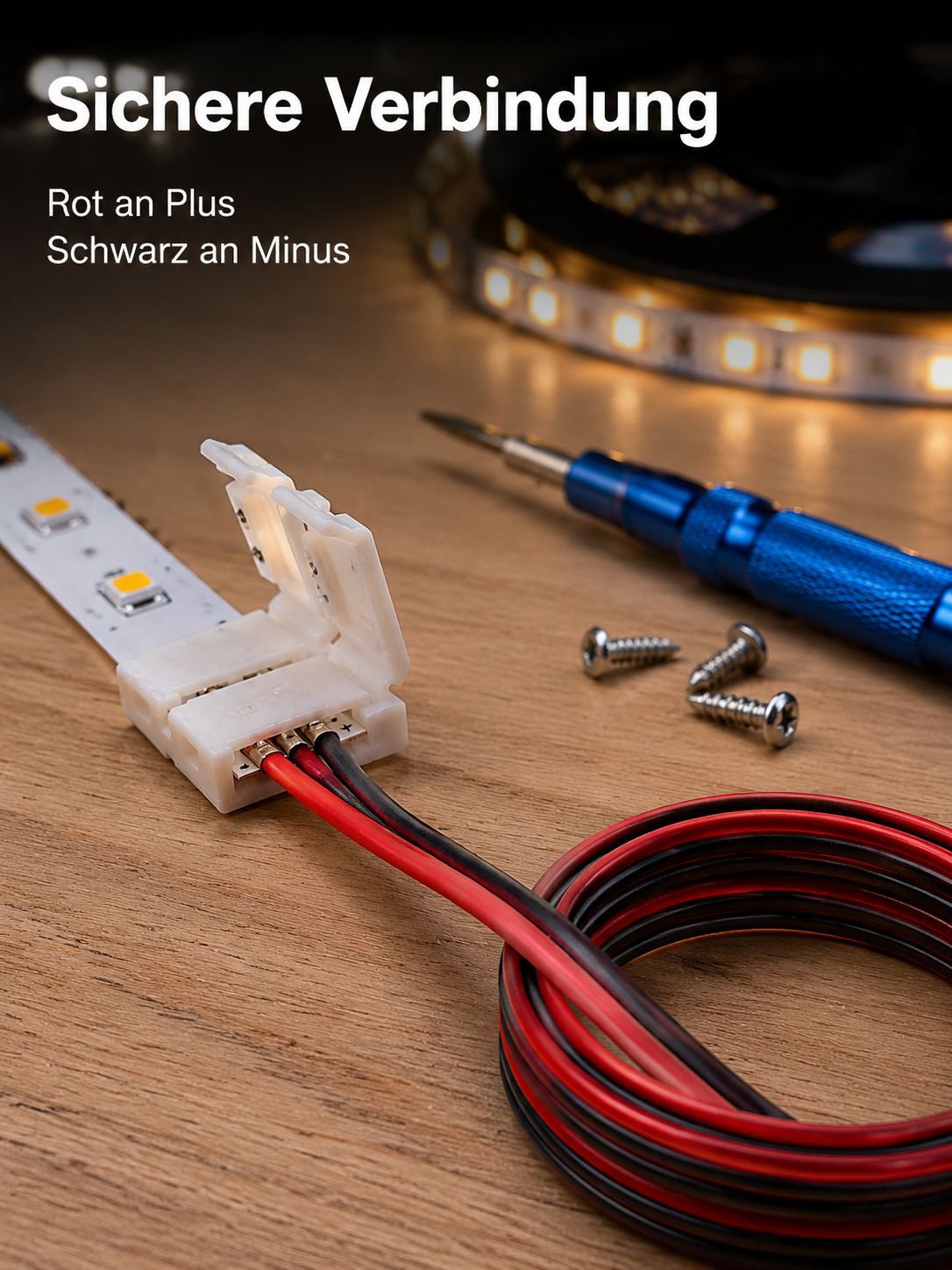 PVC Rot-Schwarz Doppelader LED-Streifen Anschlusskabel 2468 Flachband Kleinrolle 30-16AWG