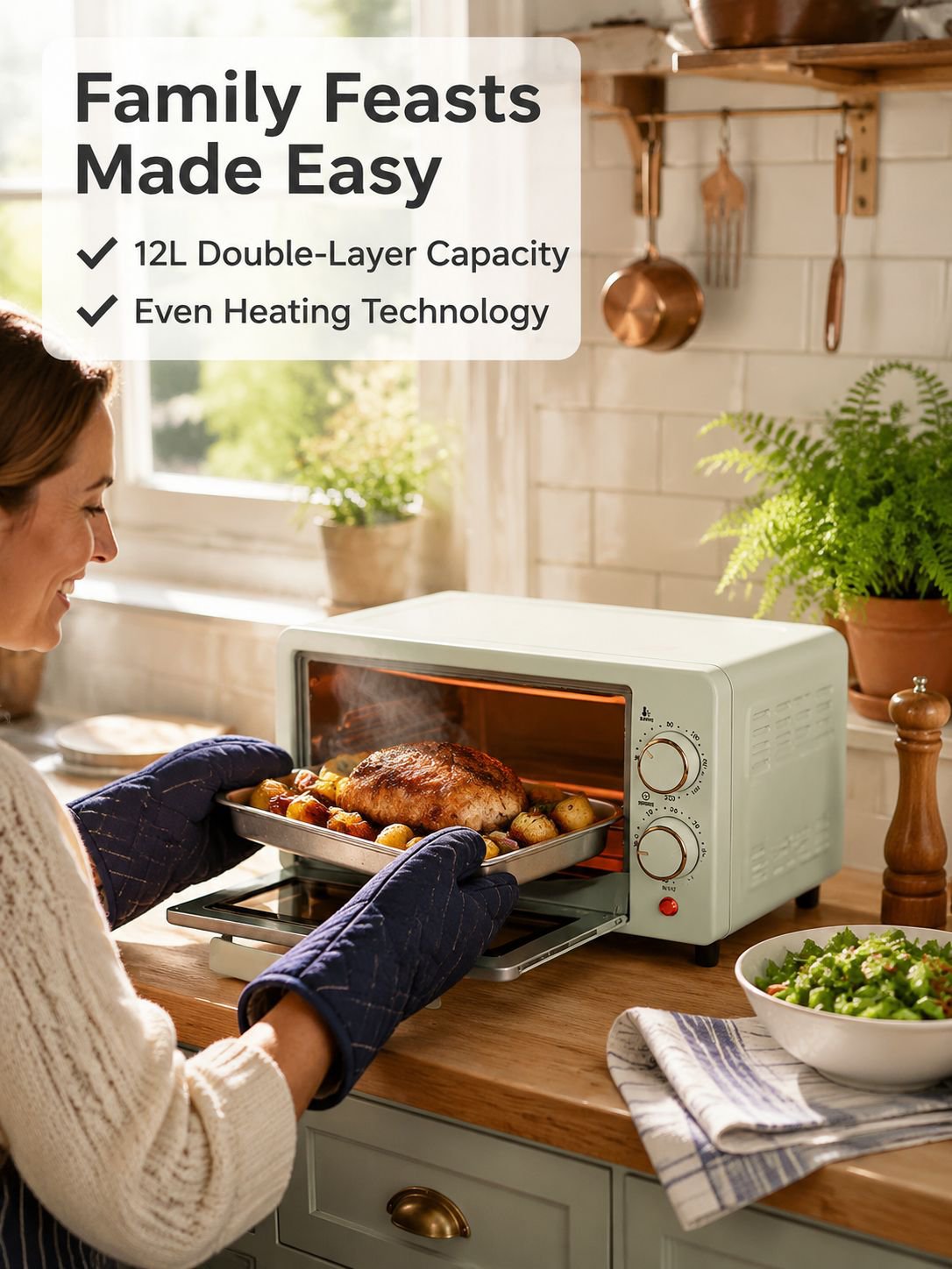 Household Large Capacity Mini Oven with Even Heating