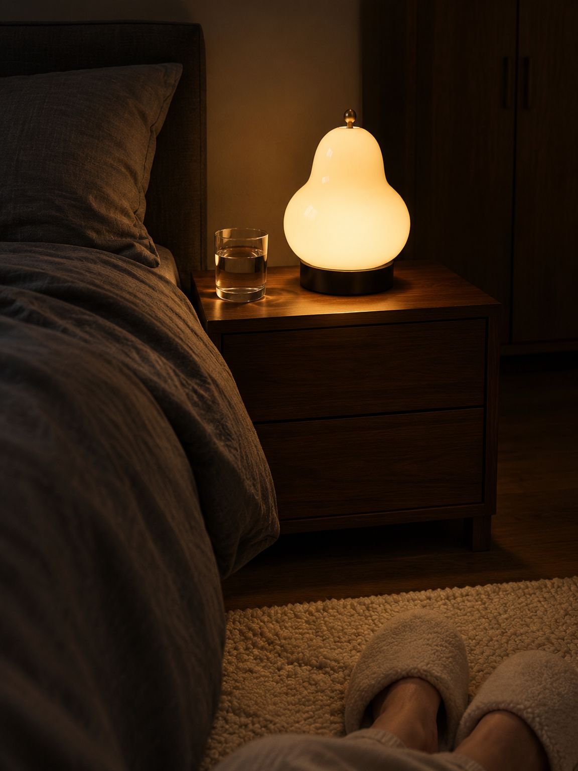 Stilvolle Schlafzimmerlampe mit Retro-Optik und sanfter Lichtwirkung