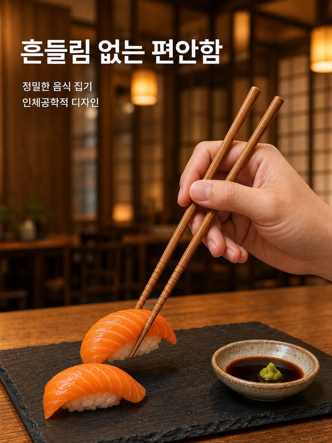 일식 목무늬 젓가락 5p 세트