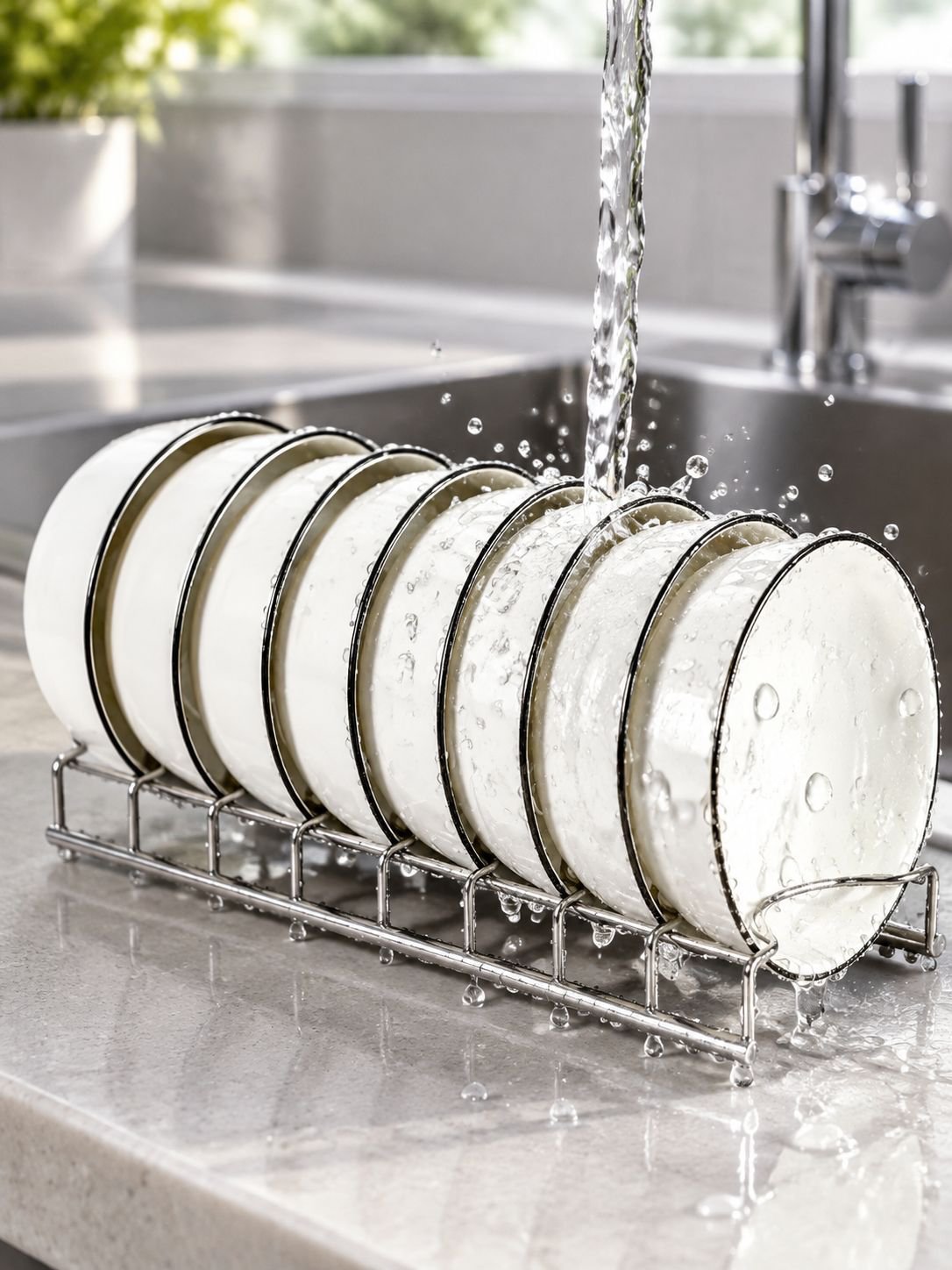 Escurridor de platos con bandeja para agua