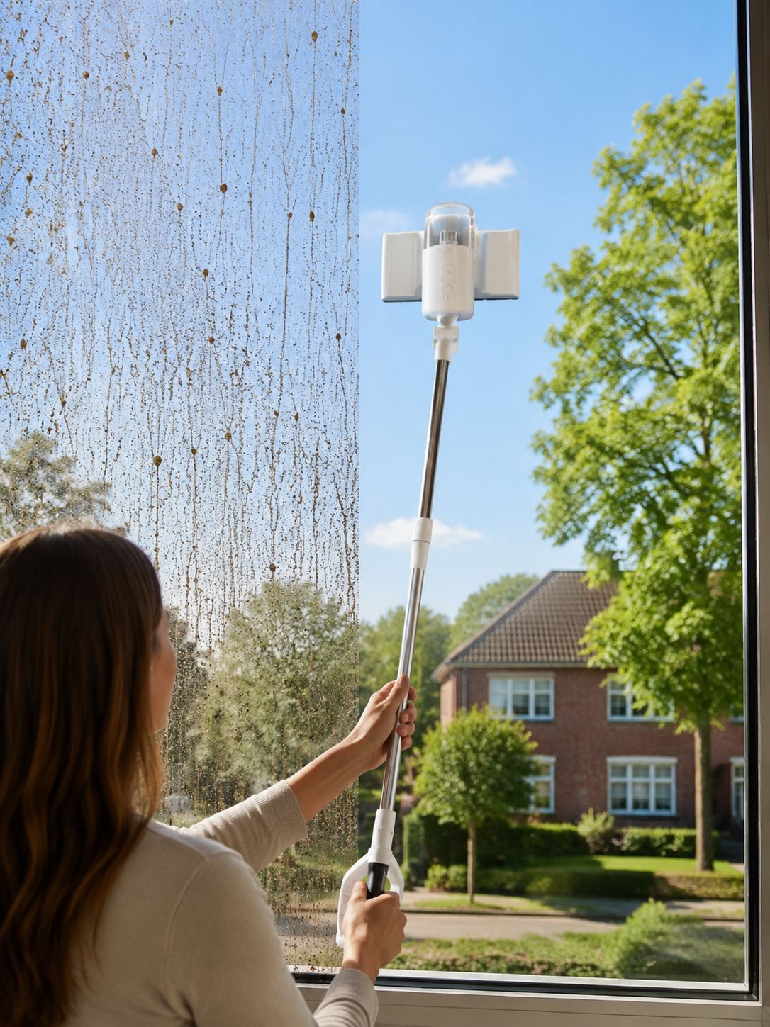 Teleskopischer Elektrischer Glasreinigungsroboter Multifunktionaler Höhenstaubsauger